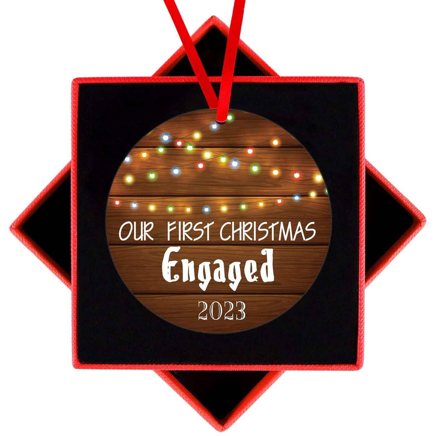 SICOHOME Our First Christmas Engaged Ornament 2023-3" Couple Ornament First Christmas Married Wedding Ornament Mr & Mrs Newlywed Christmas Ornament