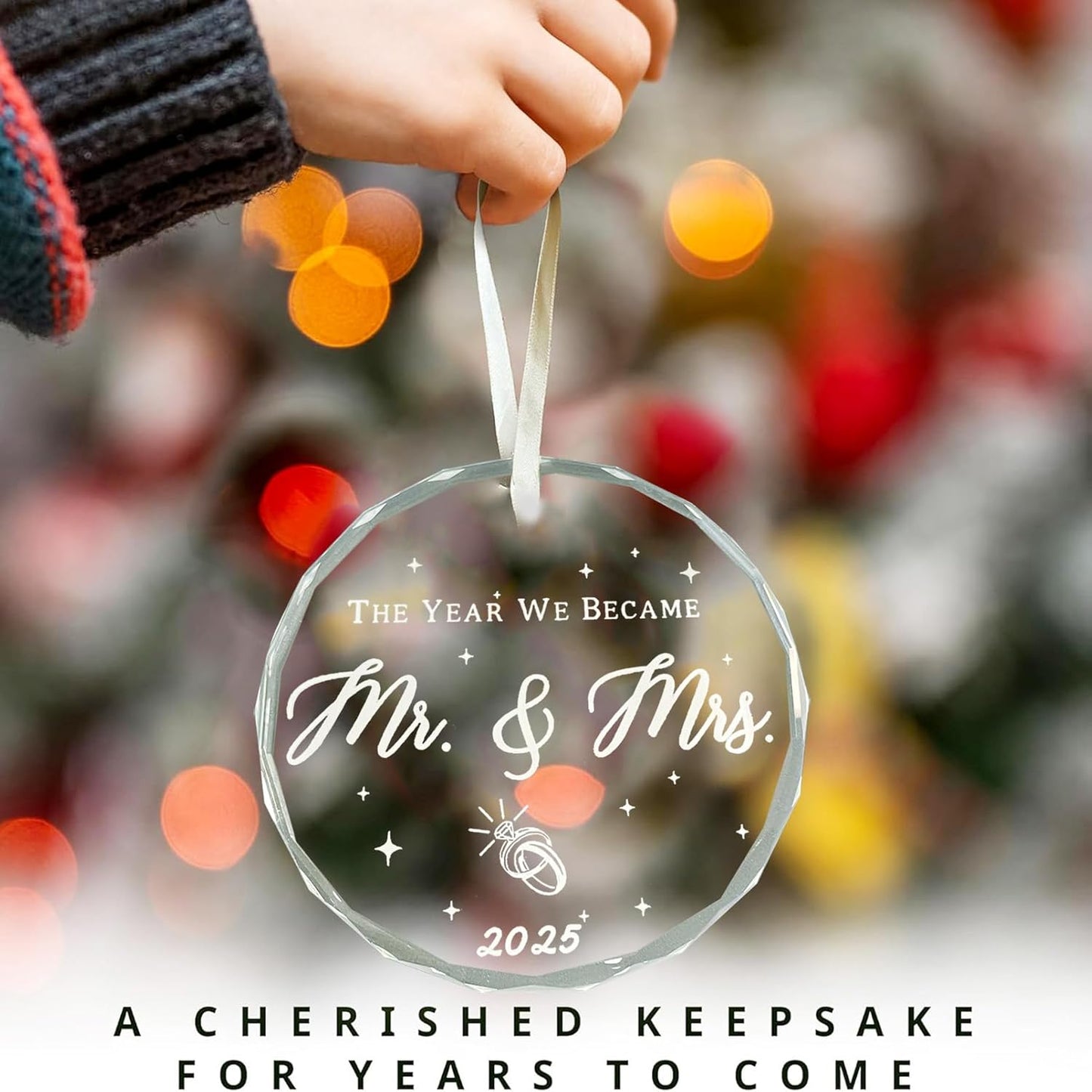 Wedding Gift for Couples 2025 - Mr and Mrs - Bridal Shower Gift for Bride - First Christmas Married Ornament (The Year We Became)