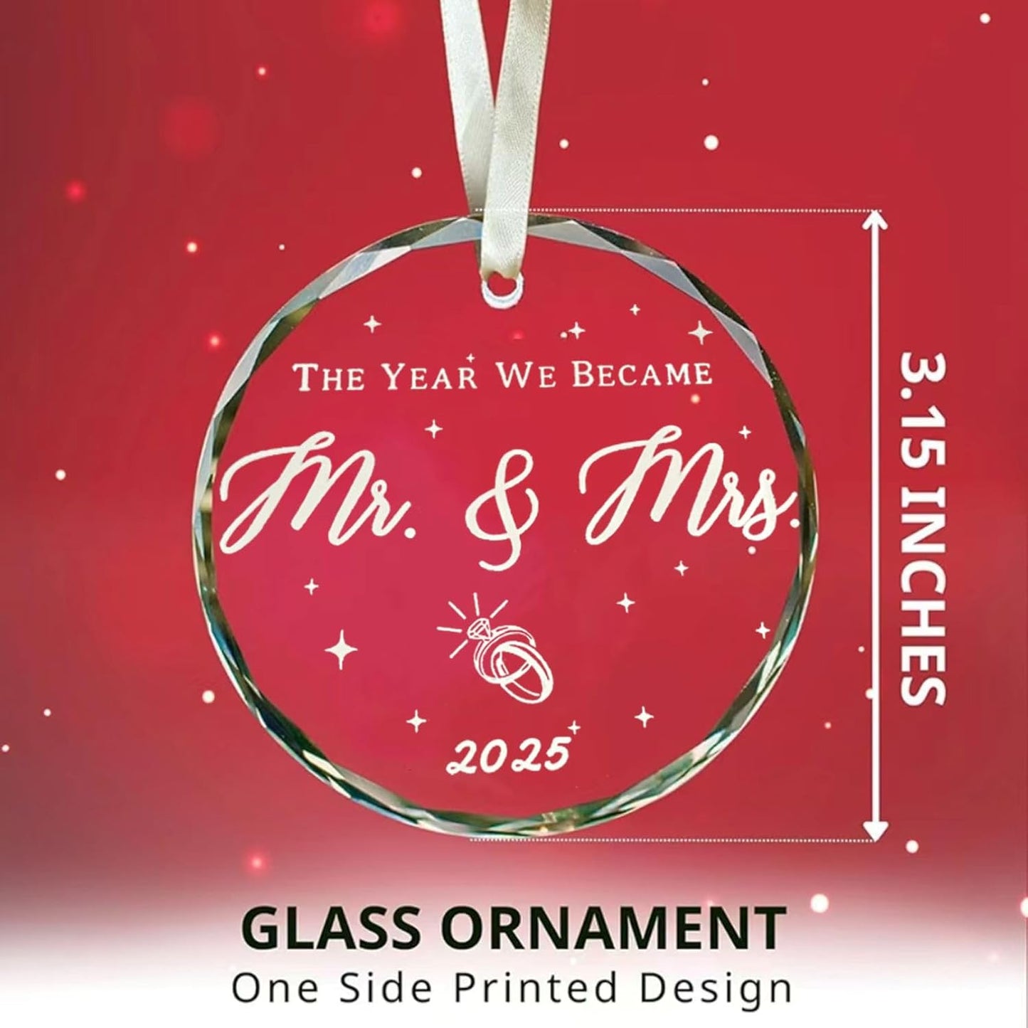 Wedding Gifts Hanging Ornament, Wedding Gifts for Couples 2025, Wedding Gifts for Bride, Bridal Shower Gifts - First Christmas Married Ornamen(Engagement)