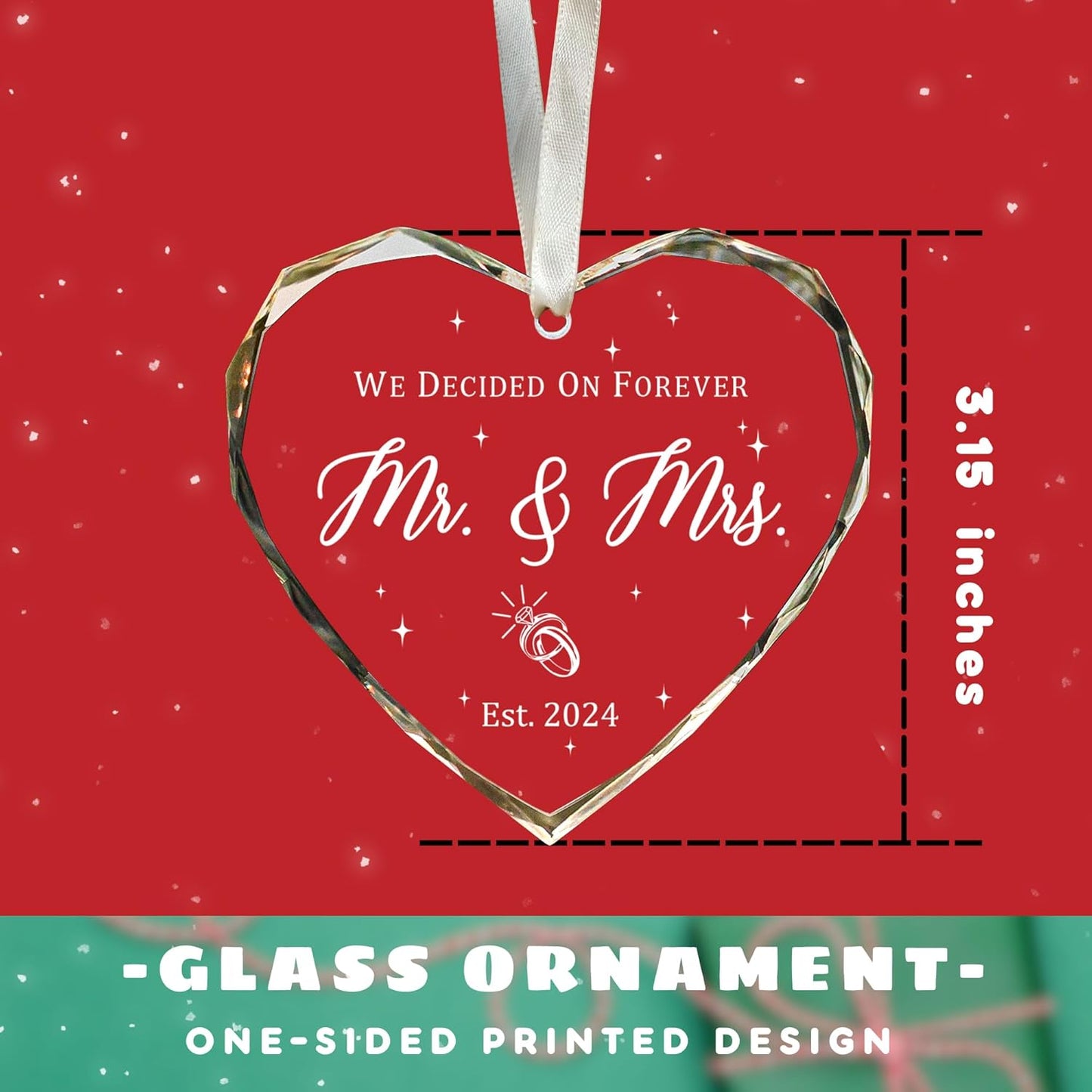 Our First Christmas Married Ornament 2024 - Wedding Ornaments, Newlywed Christmas Ornaments 2024 - Glass Ornament