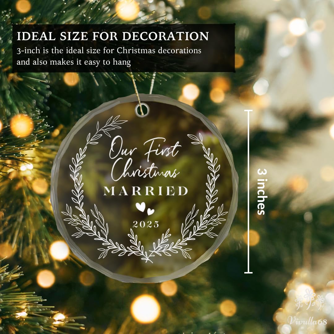 Engagement Gifts for Couples, Our First Christmas Married Ornament 2025, First Christmas Married Ornament, 1st Xmars As Mr and Mrs, Newlywed Gifts for Couples 2025, Bridal Shower Wedding Gift