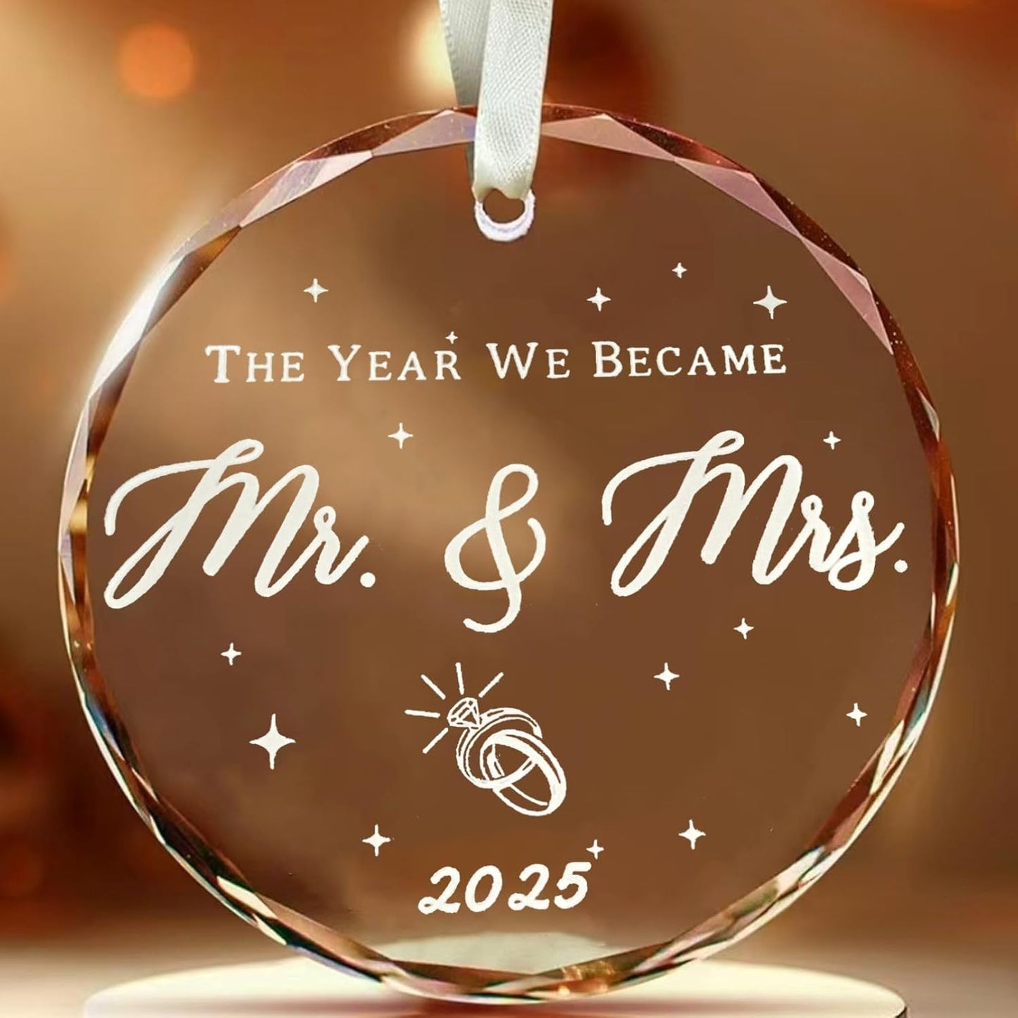 Wedding Gifts Hanging Ornament, Wedding Gifts for Couples 2025, Wedding Gifts for Bride, Bridal Shower Gifts - First Christmas Married Ornamen(Engagement)