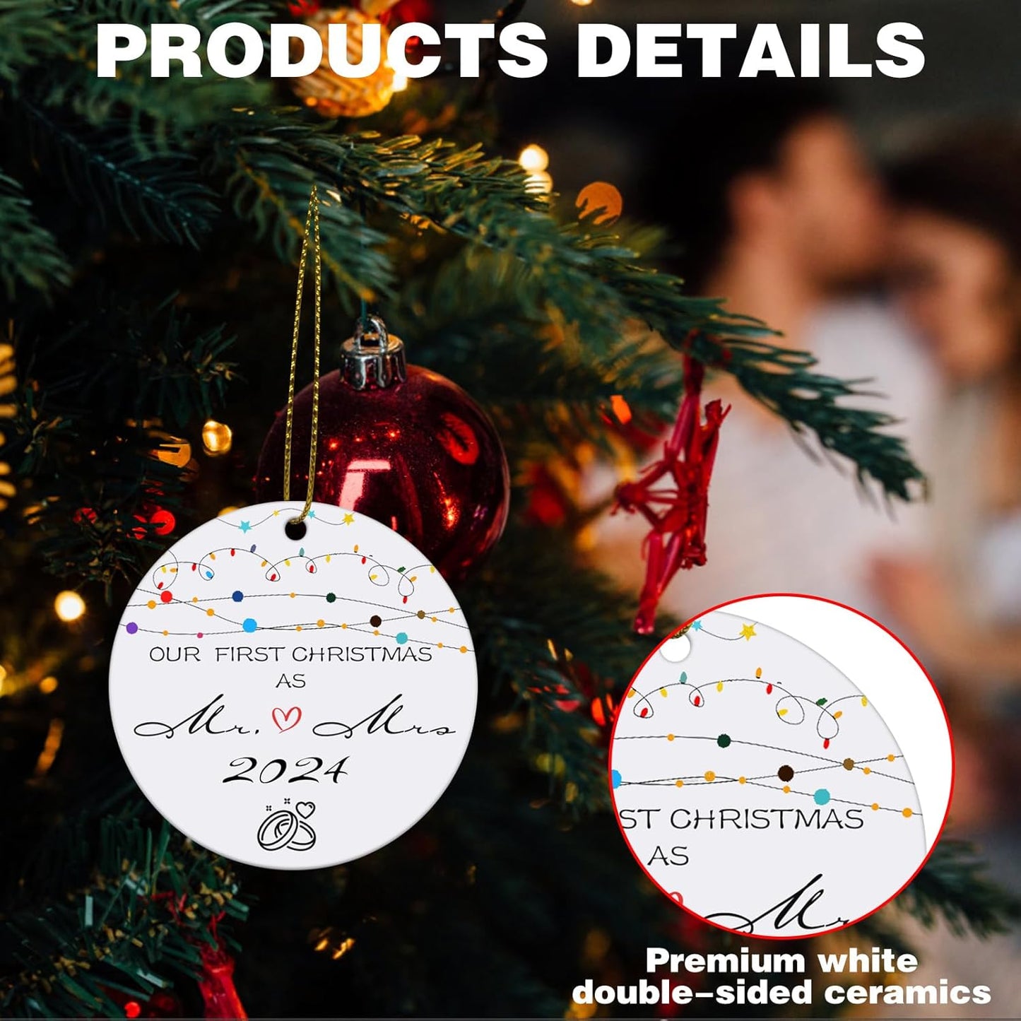 Wedding Gifts for Couples 2024, First Christmas Married Ornament 2024 Personalized Wedding Gifts Christmas Tree Ornaments, Wedding Ornament 2024 as Mr and Mrs Newly Wed Gifts for The Couple
