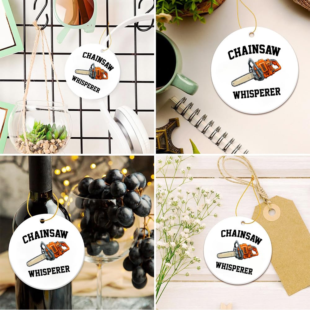 Arborist Ceramic Ornament for Xmas 2024, Chainsaw Whispere; Chainsaw Ornament Aborist Christmas Wood, Ceramic Ornament Tree Hanging Ornament Pine Decorations