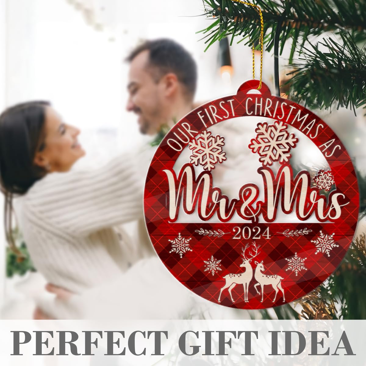 Personalized New Home Christmas Ornament 2024, 1st Christmas in Our New Home, Custom Housewarming Gift with Name & Address, Wooden 2 Layer Newhome Ornament (Mr and Mrs - Acrylic)