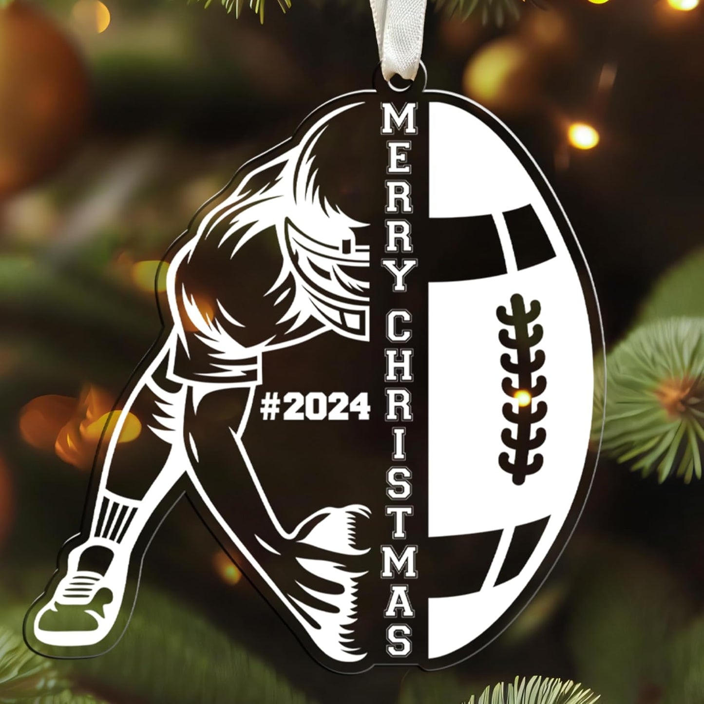 Senior Football Christmas Ornament - Team Gifts for Boys & Kids - Football Player Ornament