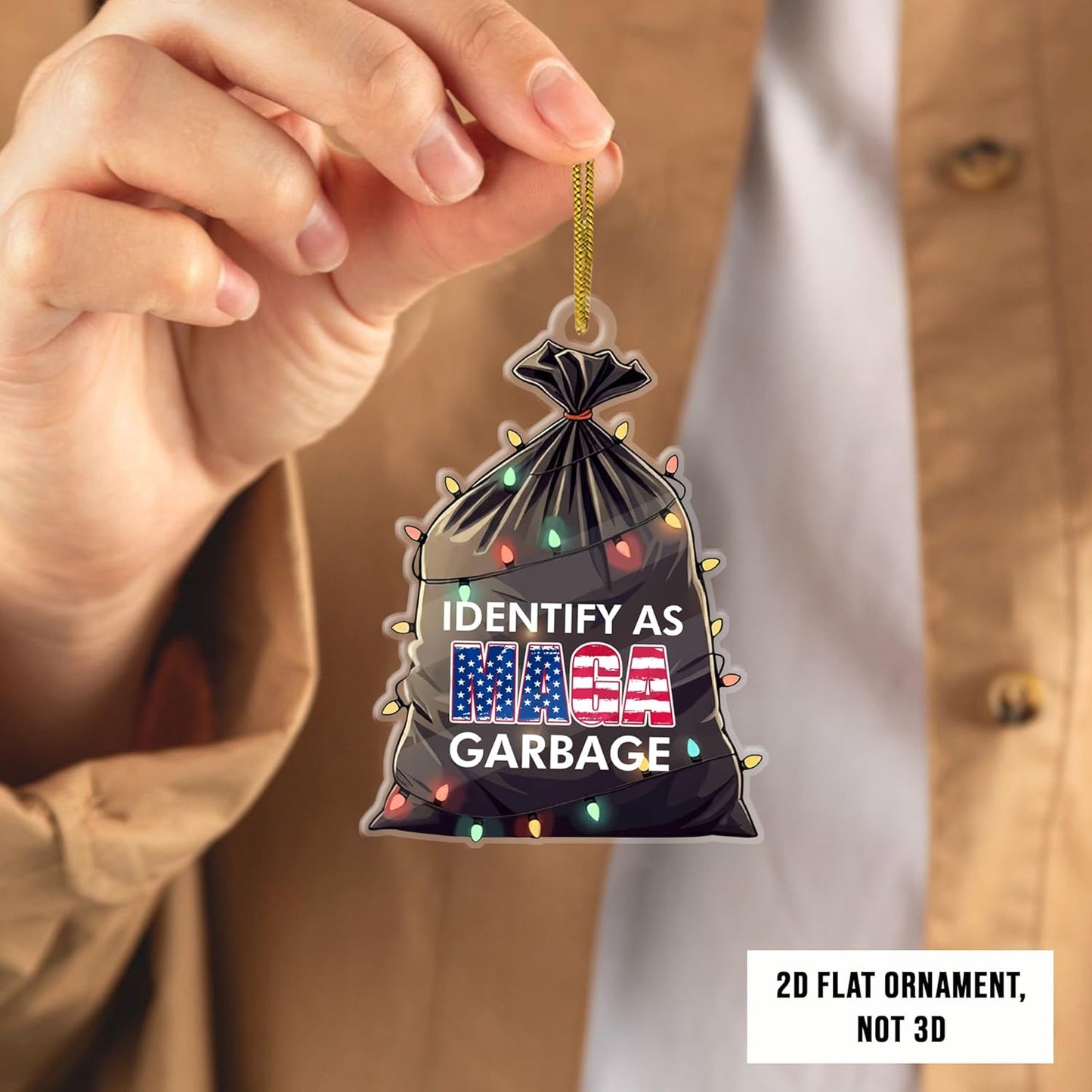 Trump Vance MAGA 2024 Trash Garbage Ornament, Trump Boards A Garbage Stay Trashy Ornament, Trump Truck Ornament, Proud to Be A Garbage Ornament, Identify As MAGA Garbage Ornament, Republican Ornament