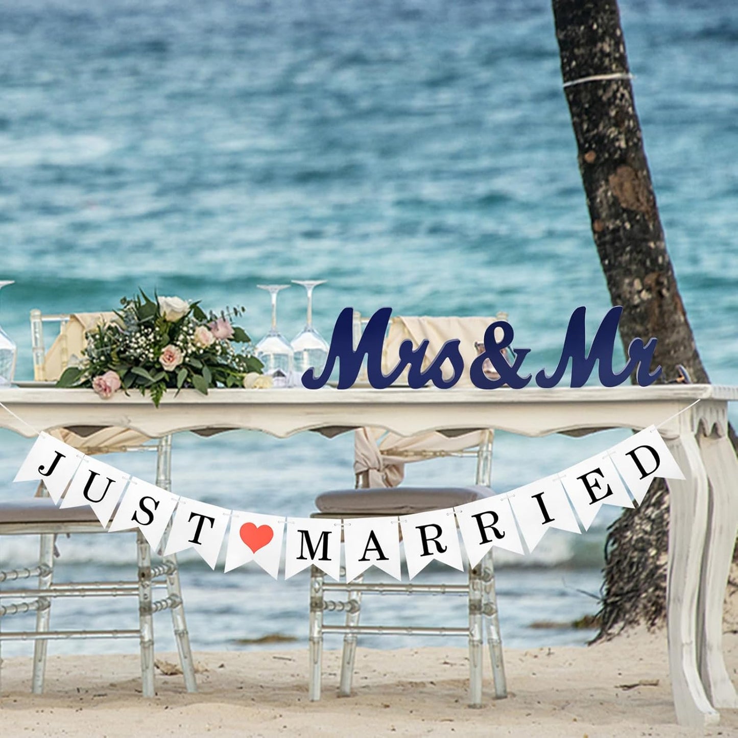 Dark Blue Mr & Mrs Wooden Letters for Wedding Table, Just Married Banner and Mr. and Ms. Wedding Decoration, Mister and Miss Wood Sign, Mr and Ms Wedding Present