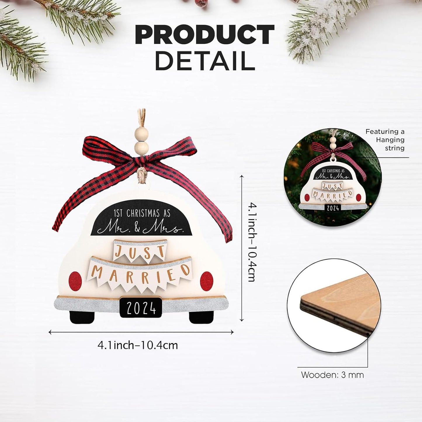 Wedding Gifts for Couple 2024, First Christmas Married Ornament, Our First Christmas As Mr and Mrs Christmas Ornament, Bridal Shower Gifts, Wedding Gift for Bride