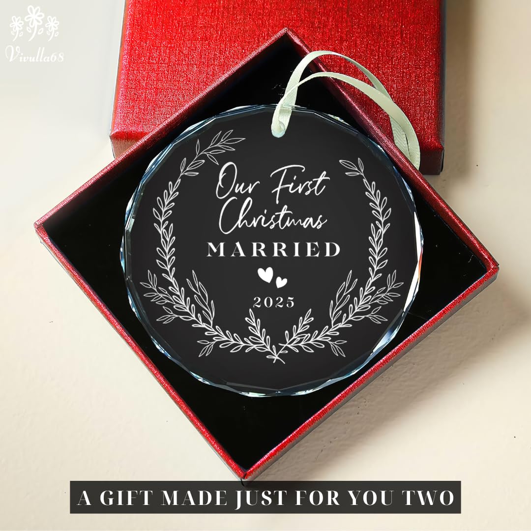 Engagement Gifts for Couples, Our First Christmas Married Ornament 2025, First Christmas Married Ornament, 1st Xmars As Mr and Mrs, Newlywed Gifts for Couples 2025, Bridal Shower Wedding Gift