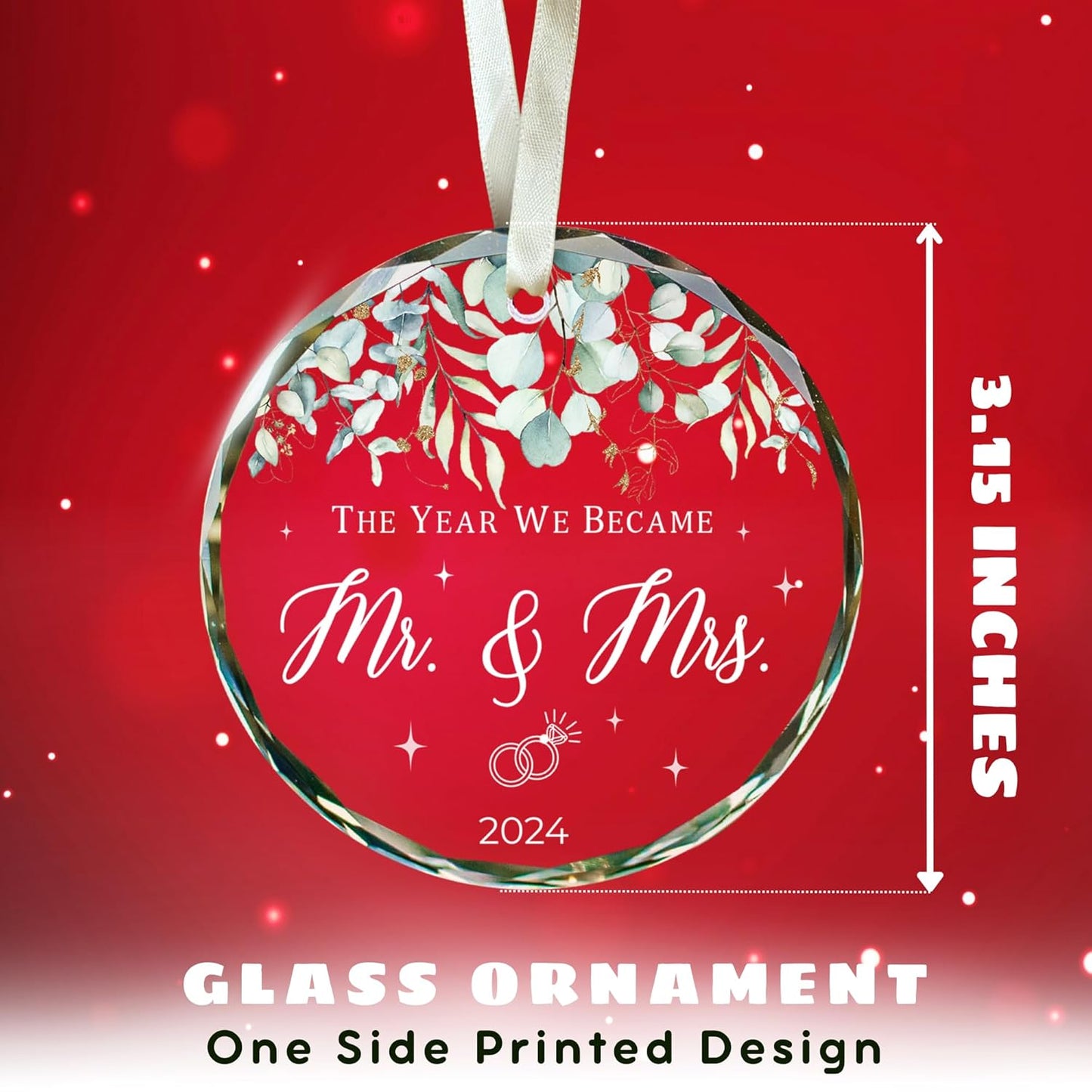 Wedding Gifts - Wedding Gifts for Couples 2024 - Married Couple Gift Ideas, Bridal Shower Gift Ideas - 1st Glass First Christmas Married Ornament 2024