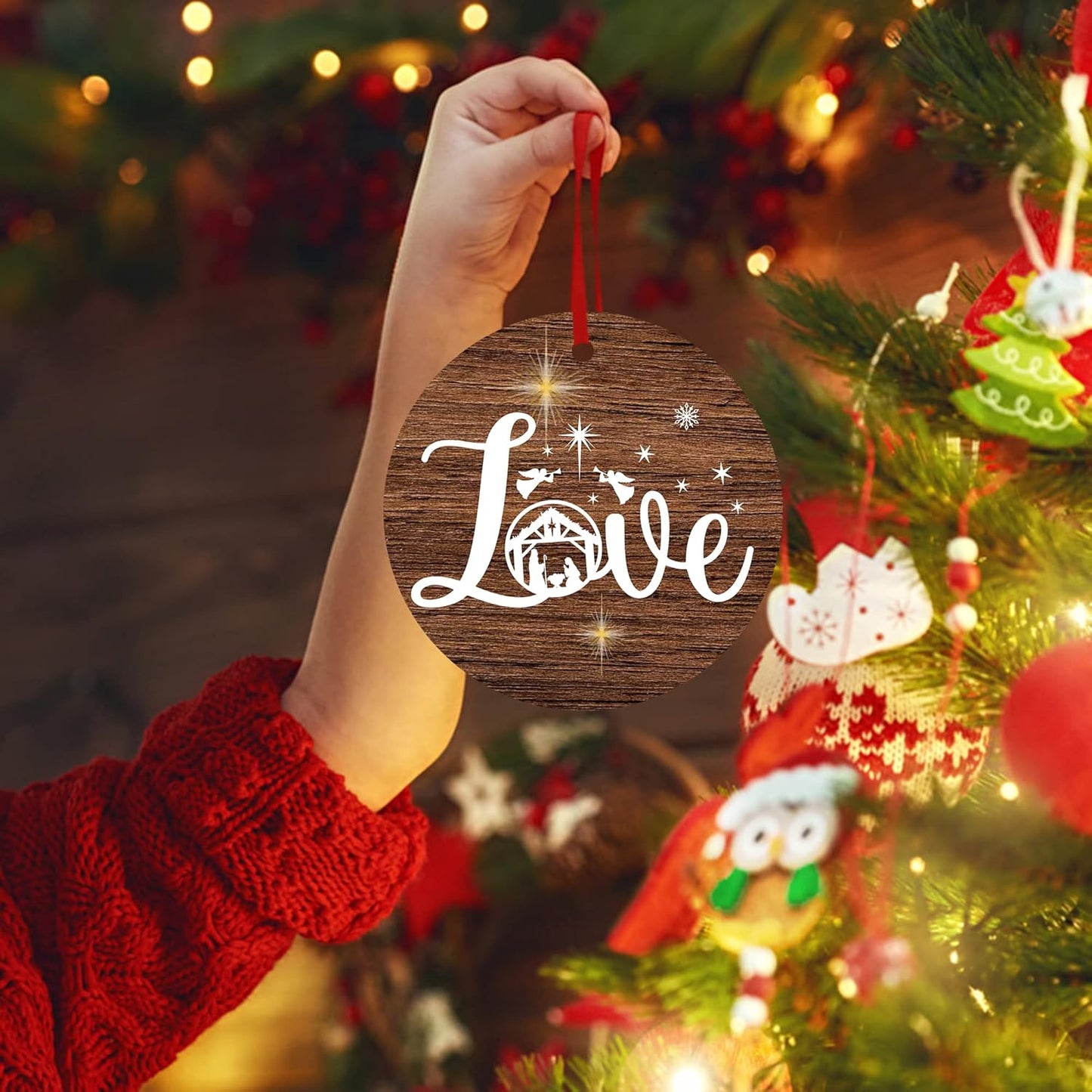 Love Christmas Ornament Religious Ornament Wife Husband Xmas Gift Ornament Nativity Scene Ornament Baby's First Christmas Tree Ornament God Bless This Baby Ceramic Ornament to Dad Mom