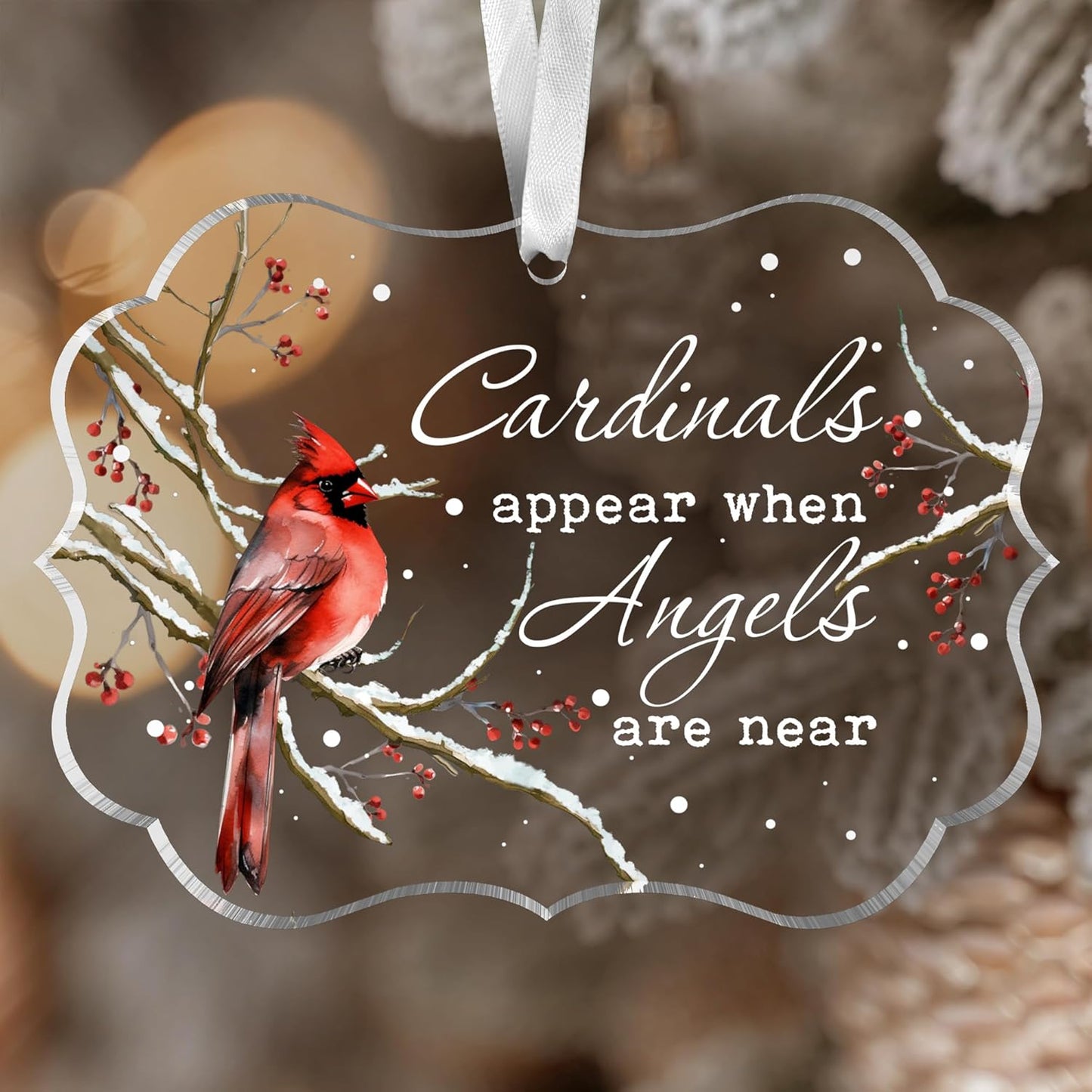 Cardinal Christmas Ornaments - Memorial Gifts, Red Cardinal Gifts - Sympathy Gifts for Loss of Son, Daughter, Sister, Dad, Mother, Husband - Miscarriage Gifts - Acrylic Memorial Ornament 2023
