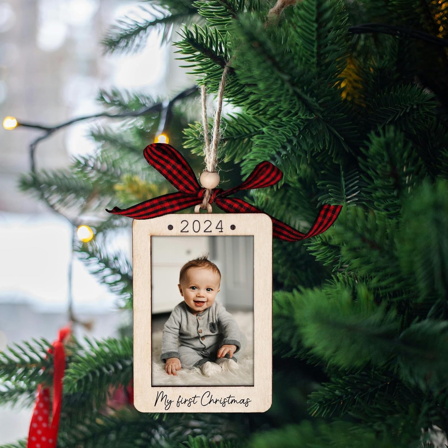 Baby's First Christmas Ornament 2024, Baby First Christmas Picture Frame Ornament, 2x3 Picture Frame Wooden Ornament, Babys First Christmas Ornament 2024 Girl, Boy, My First Christmas Ornament 2024