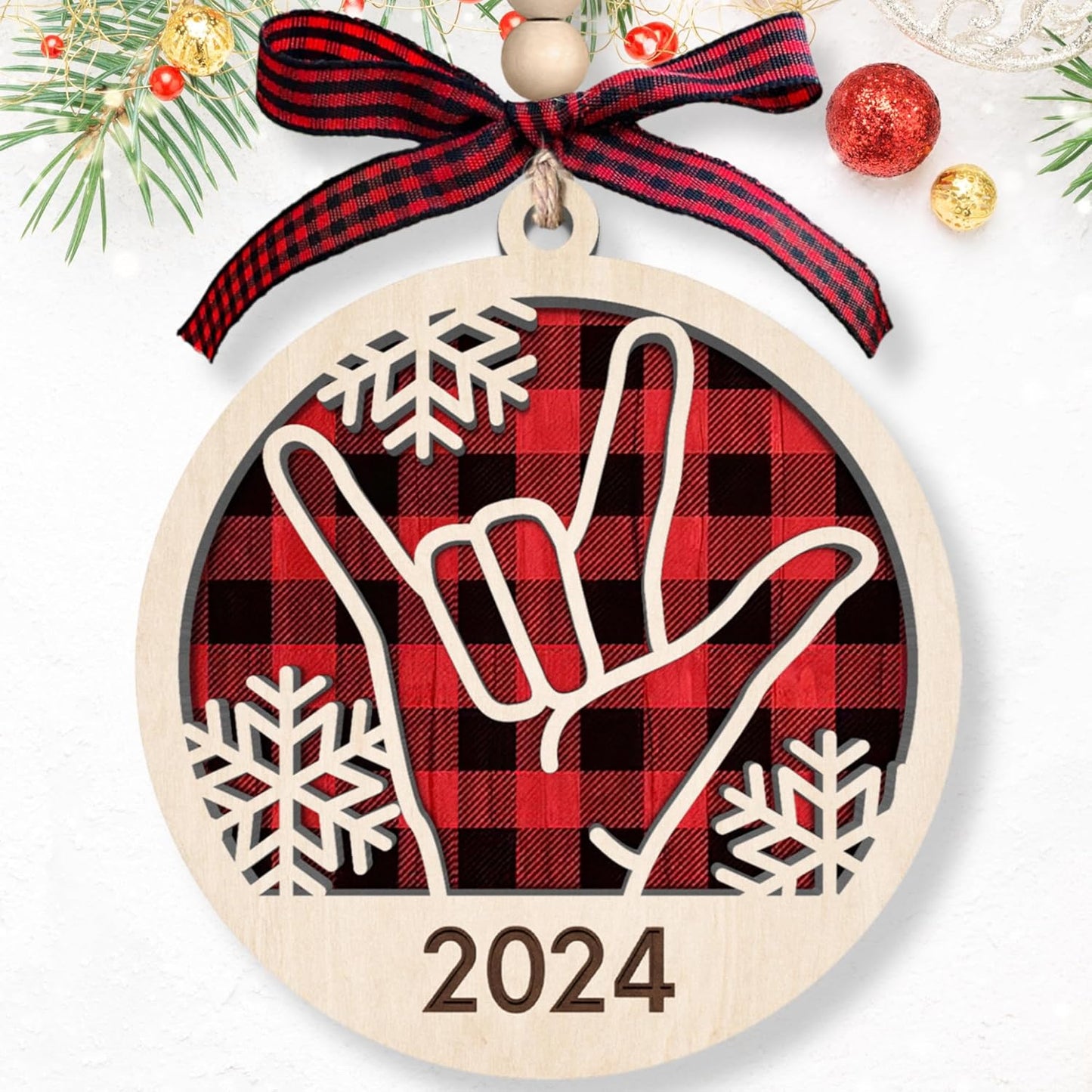 ASL I Love You Ornament - ASL I Love You Christrmas Ornament 2024, Sign Language I Love You Ornament, Sign Language Christmas Ornament - I Love You Hand Sign Ornaments - Wood Ornament