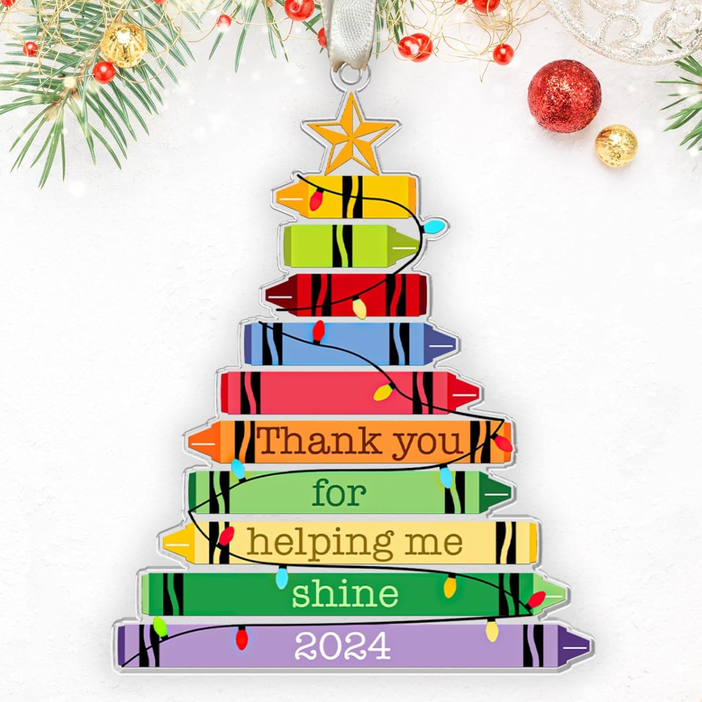 Teacher Gifts - Teacher Ornaments for Christmas Tree, Teachers Xmas Ornaments - Acrylic Ornament