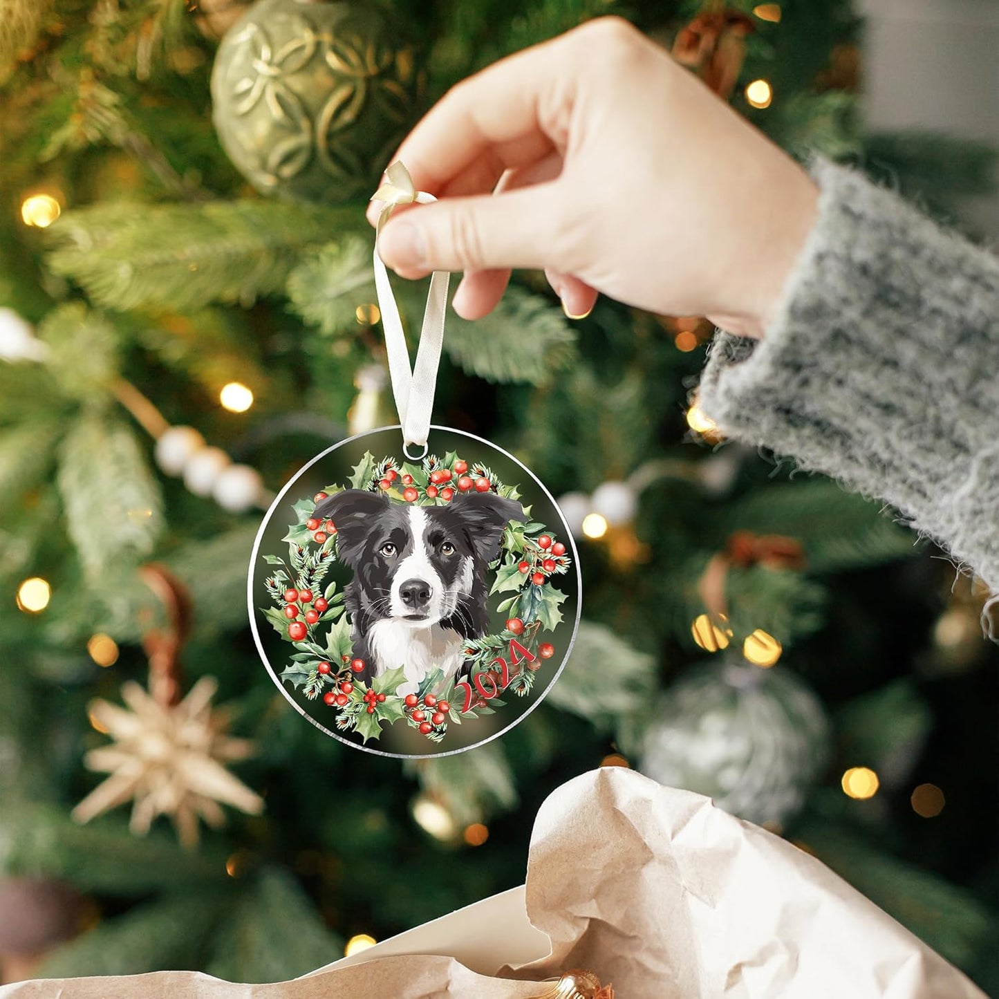 Border Collie Ornament - Border Collie Ornaments for Christmas Tree - Border Collie Gifts for Women, Dog Gifts for Women, Dog Lovers Gifts for Women - Acrylic Ornament