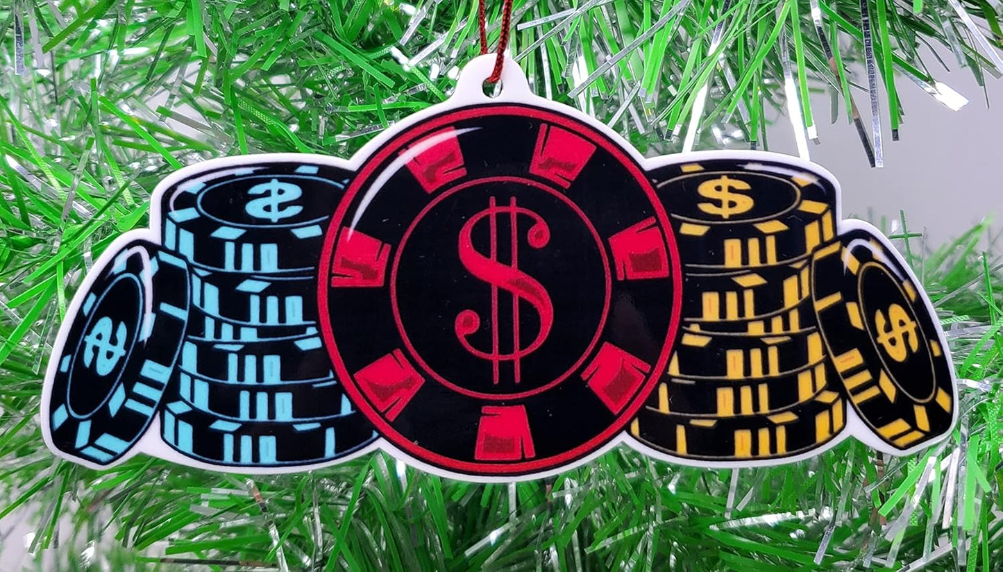 Casino Ornament Set with Slot Machine Ornament, Bingo Ornament and Poker Chip Ornament