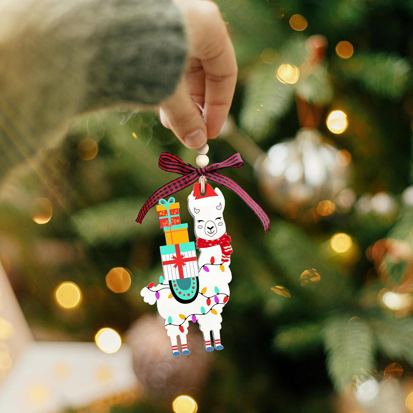 Llama Christmas Ornament - Wooden Farm Animal Ornament for Tree, Llama Lovers Gift