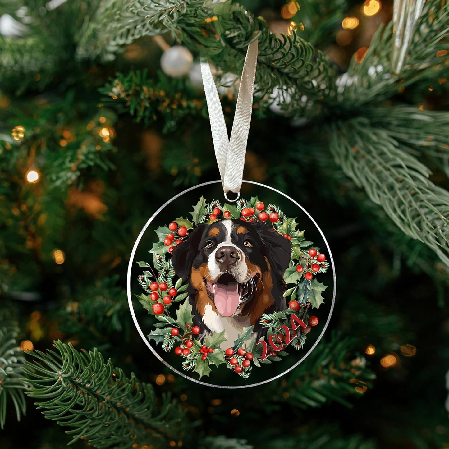 Bernese Mountain Dog Ornament for Christmas Tree - Gifts for Dog Lovers, Women - Acrylic Christmas Ornament 2024