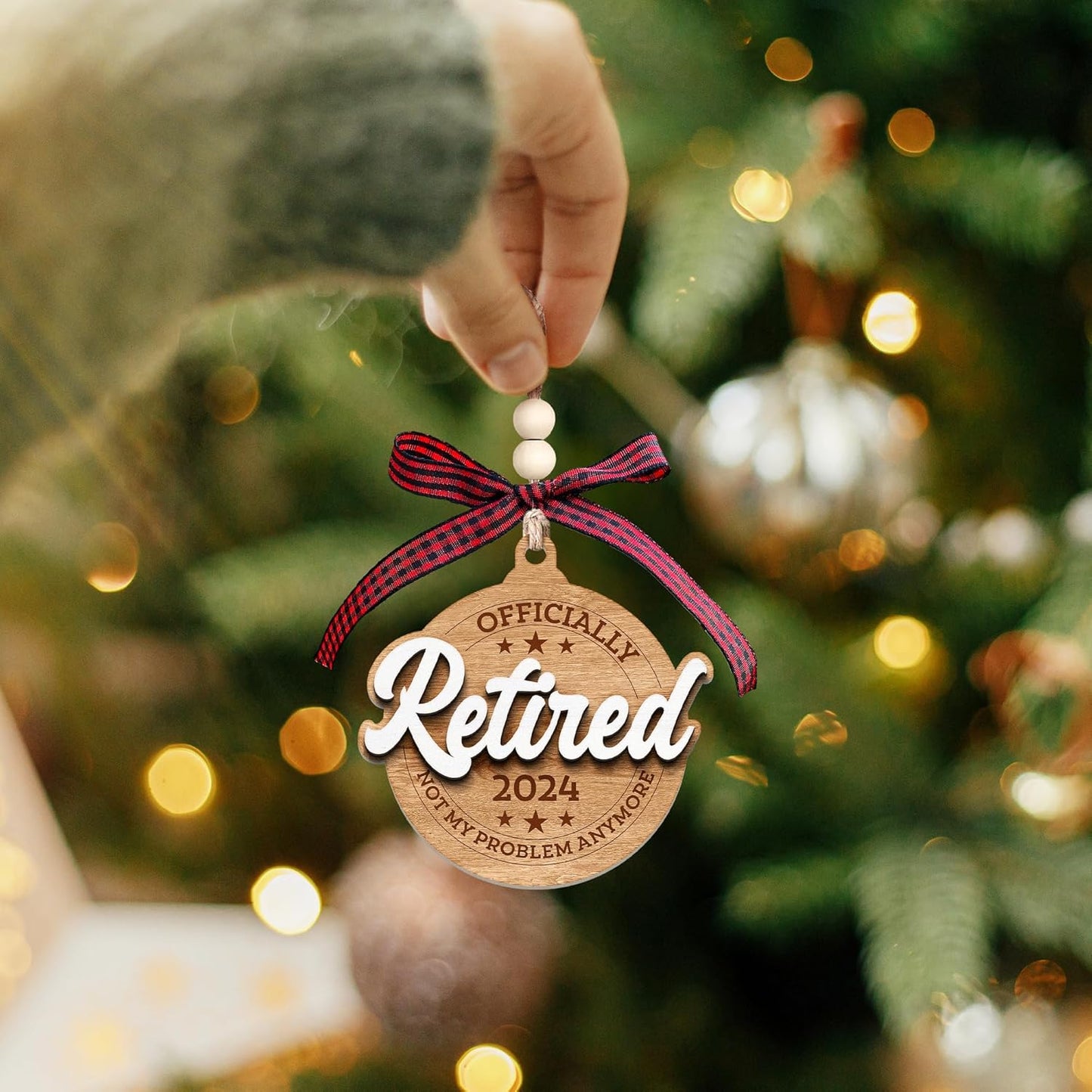 Retirement Gifts for Men - Retirement Ornament 2024 - Cool Retired Gifts for Women - Wood Retired Ornament