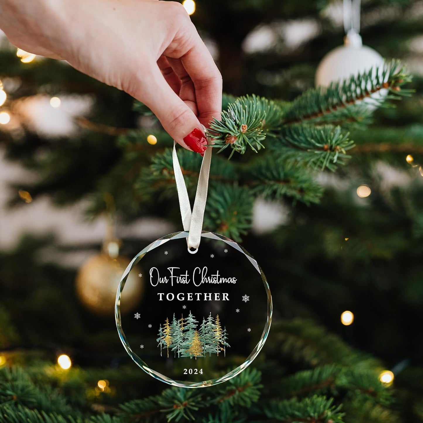 Our First Christmas Together - Mr & Mrs Gift: Glass Ornament for Newlyweds