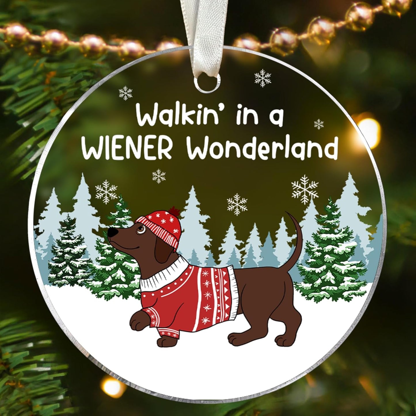 Acrylic Dachshund Ornament - Dachshund & Dog Christmas Ornaments - Wiener Dog Gifts for Women
