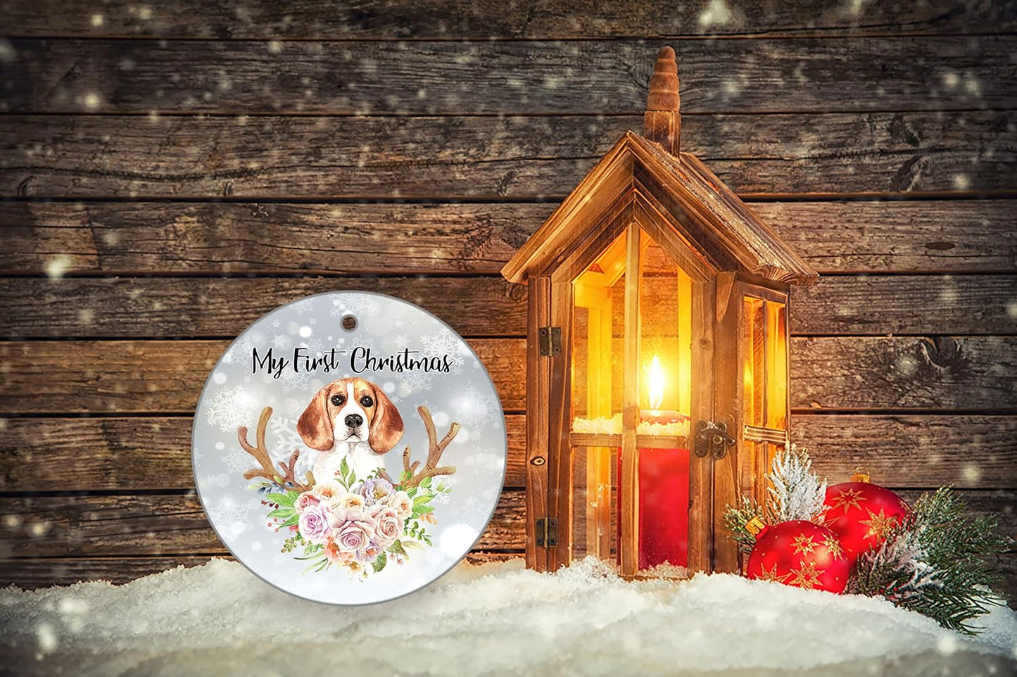 Beagle Dog Ornament for Xmas Trees Beagle's First Christmas Ornament Puppy Christmas Hanging Ornament Pet Ceramic Ornament Christmas Tree Decorations Ceramic Ornament Deer Dog Christmas Ornament