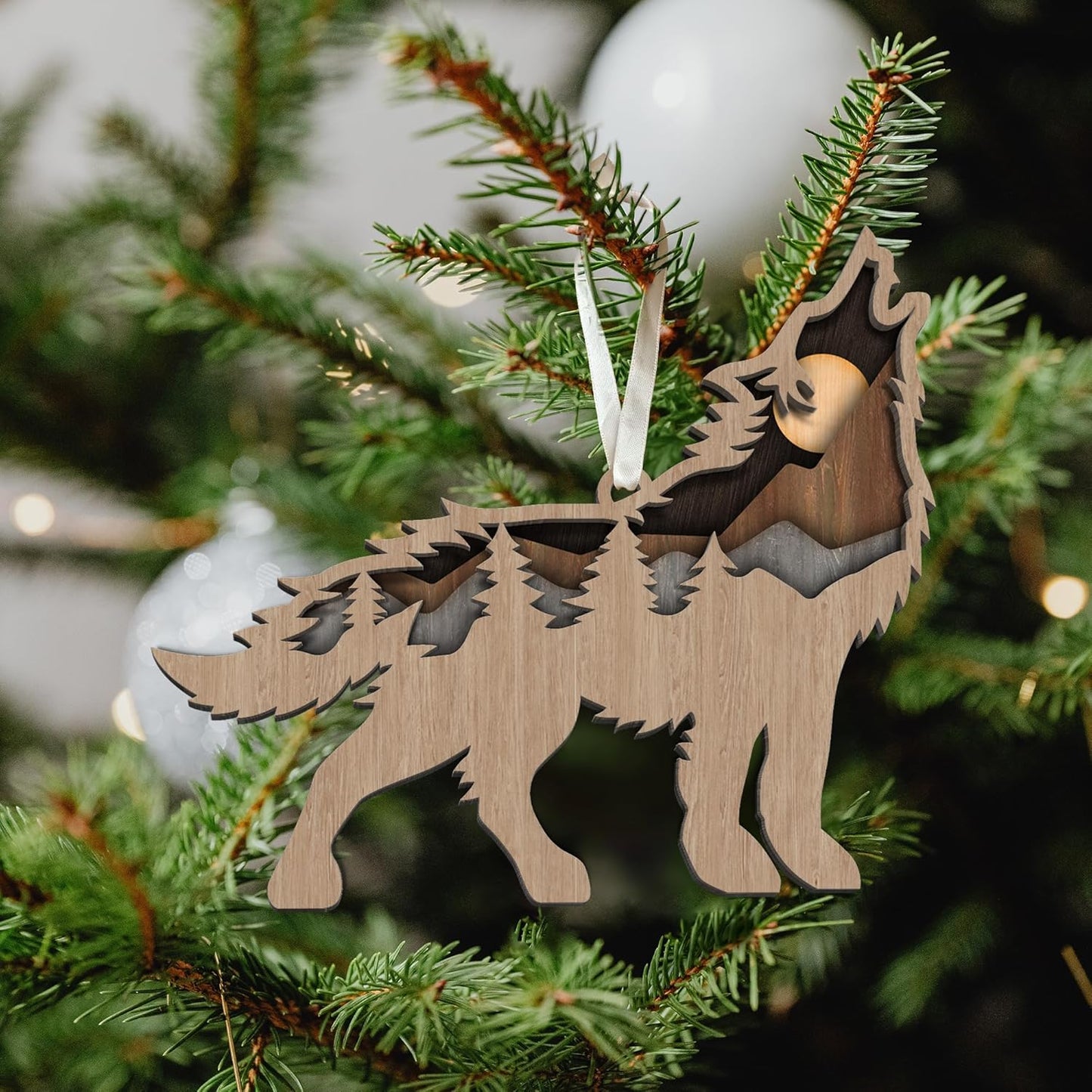 Wolf Ornaments - Wolf Christmas Ornament - Animal Gifts for Christmas - Wood Ornament