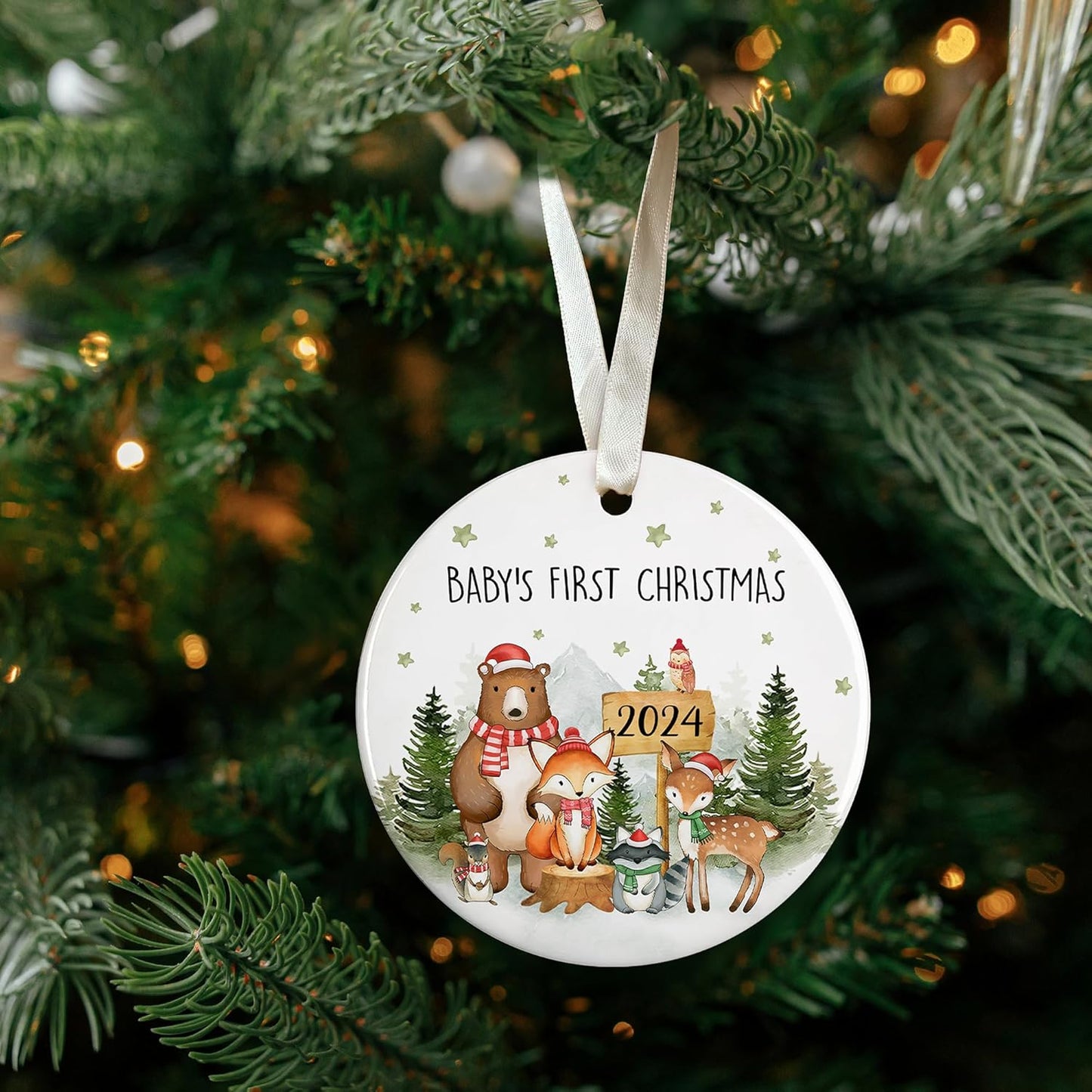 Baby's First Christmas Ornament 2024 - Baby First Christmas 2024 Boy, Girl - Ceramic Ornament