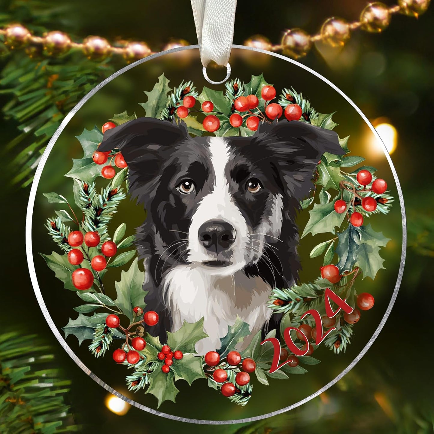 Border Collie Ornament - Border Collie Ornaments for Christmas Tree - Border Collie Gifts for Women, Dog Gifts for Women, Dog Lovers Gifts for Women - Acrylic Ornament