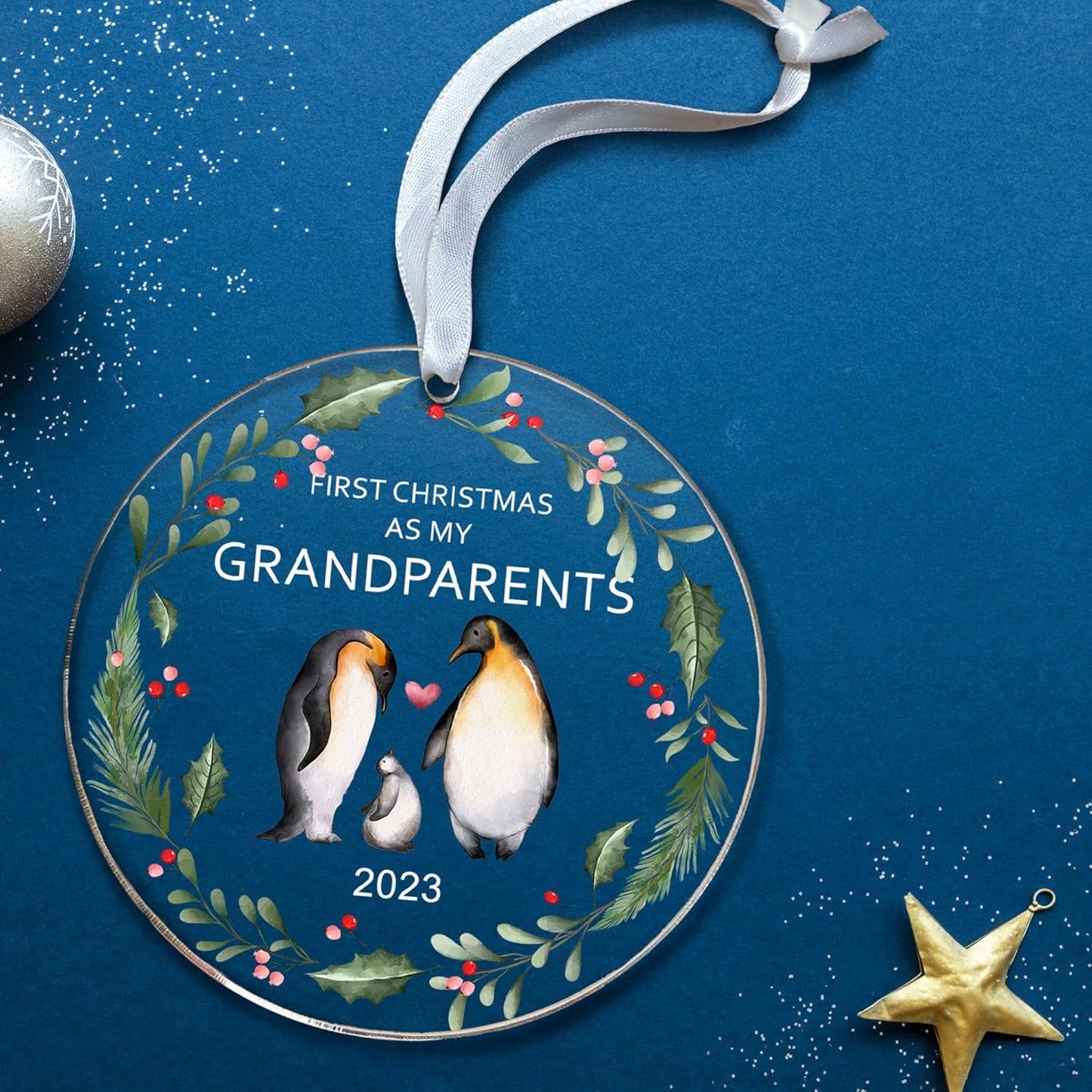 Grandparents Ornament - Grandparents Gifts 2023 - Acrylic Grandma Grandpa Ornament 2023