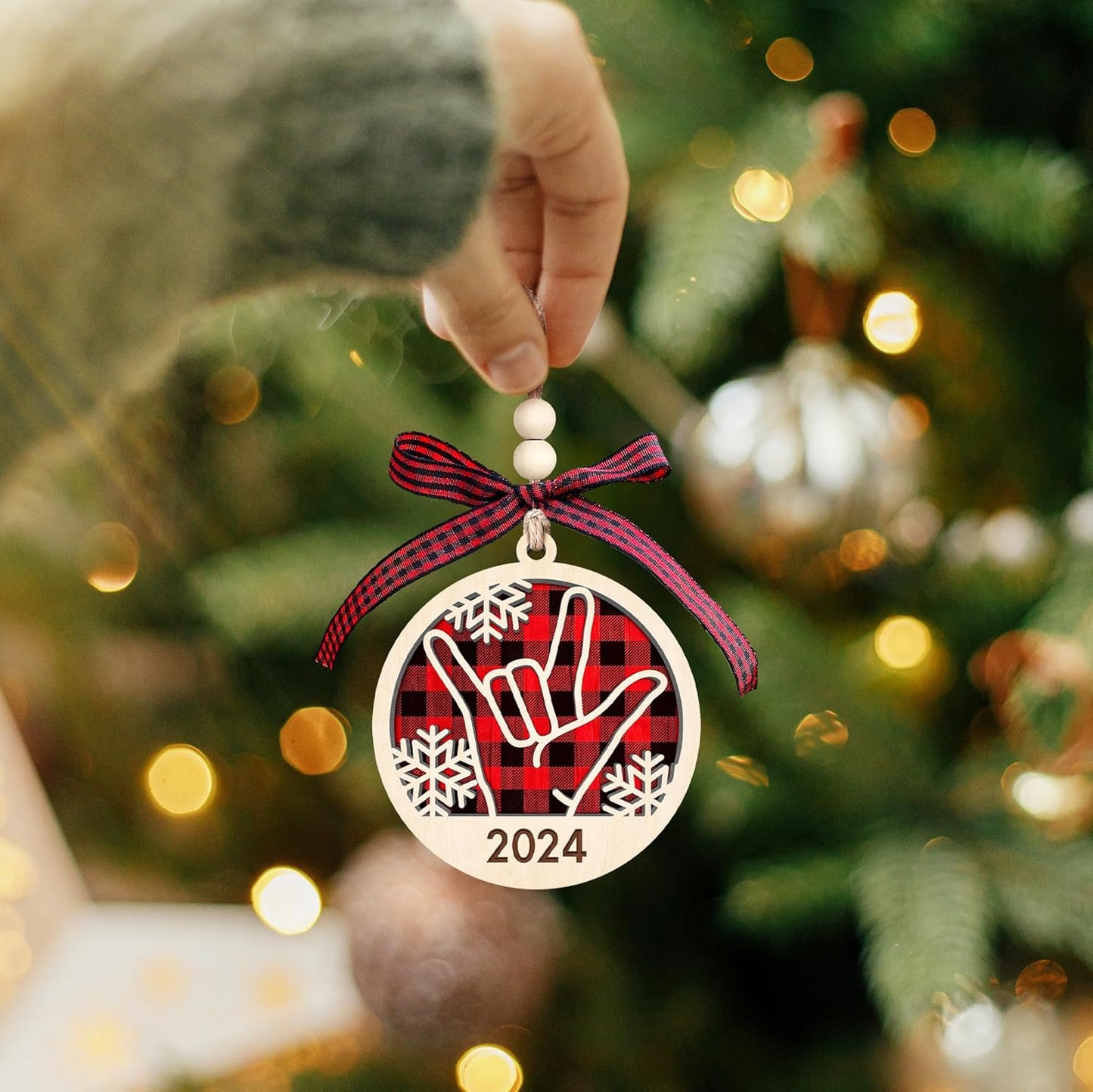 ASL I Love You Ornament - ASL I Love You Christrmas Ornament 2024, Sign Language I Love You Ornament, Sign Language Christmas Ornament - I Love You Hand Sign Ornaments - Wood Ornament