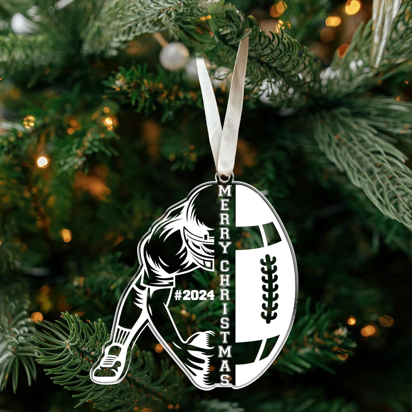 Senior Football Christmas Ornament - Team Gifts for Boys & Kids - Football Player Ornament