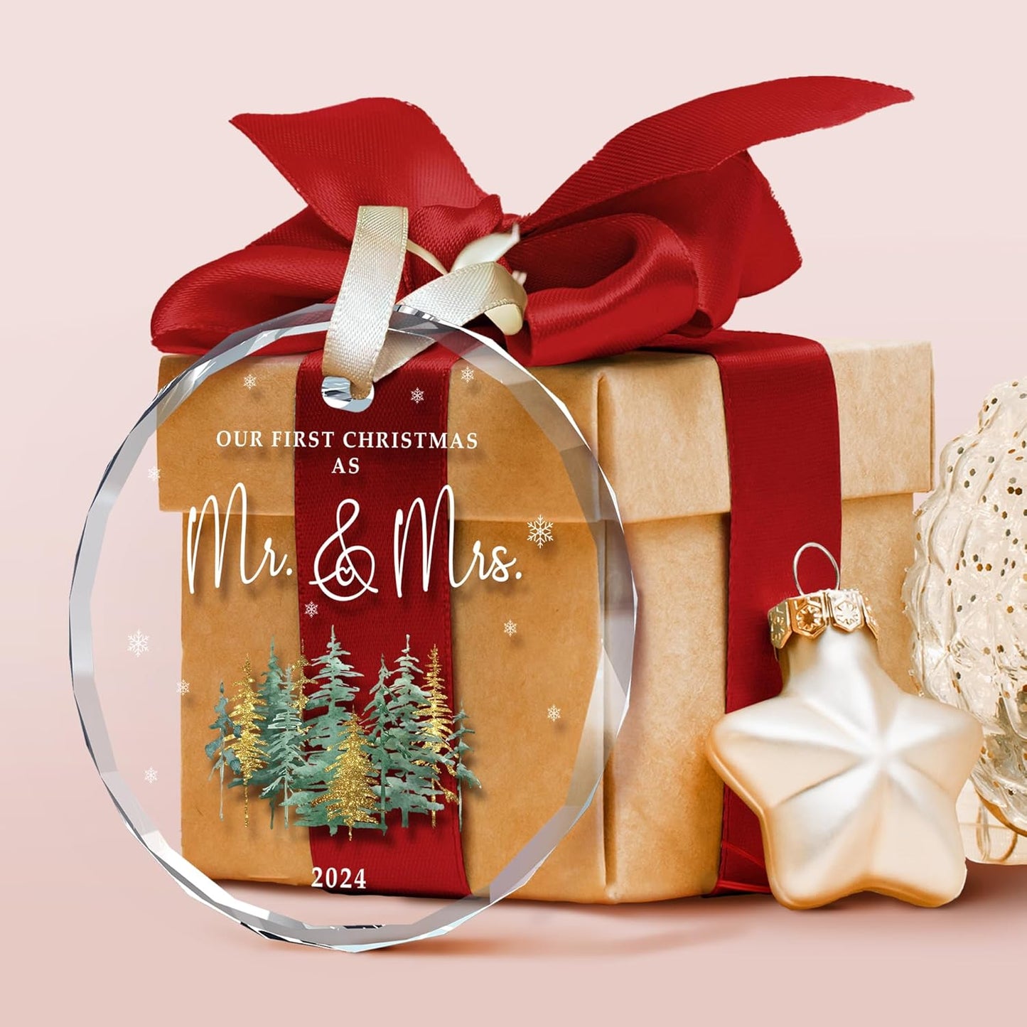 Wedding Gifts for Couples 2024 - Wedding Gifts for Newlyweds, Married Couple, Bride - Bridal Shower Gift - Glass Married Ornament 2024