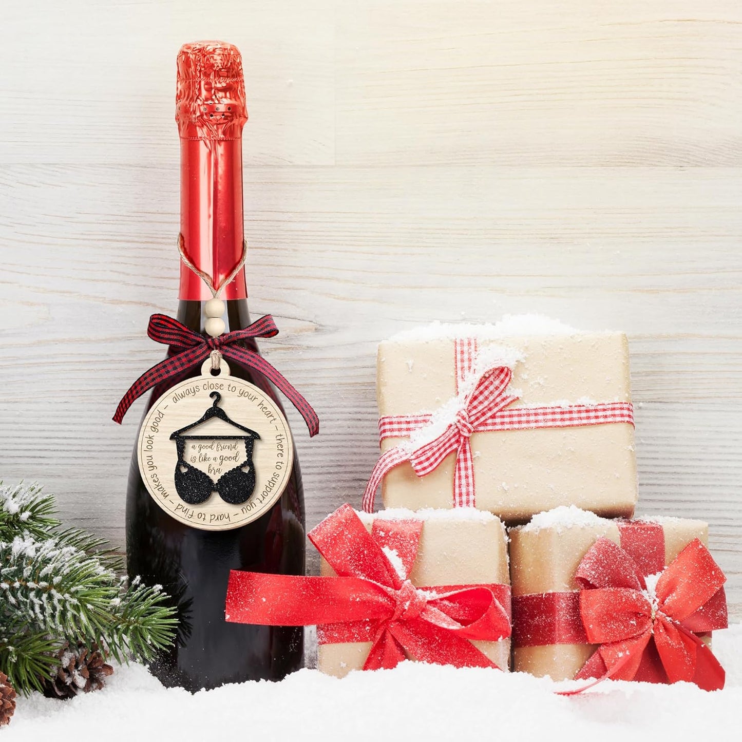 Best Friend Christmas Ornaments - Gifts for Friends Female - Friendship Gifts - 2 Layer Wood & Acrylic Ornament