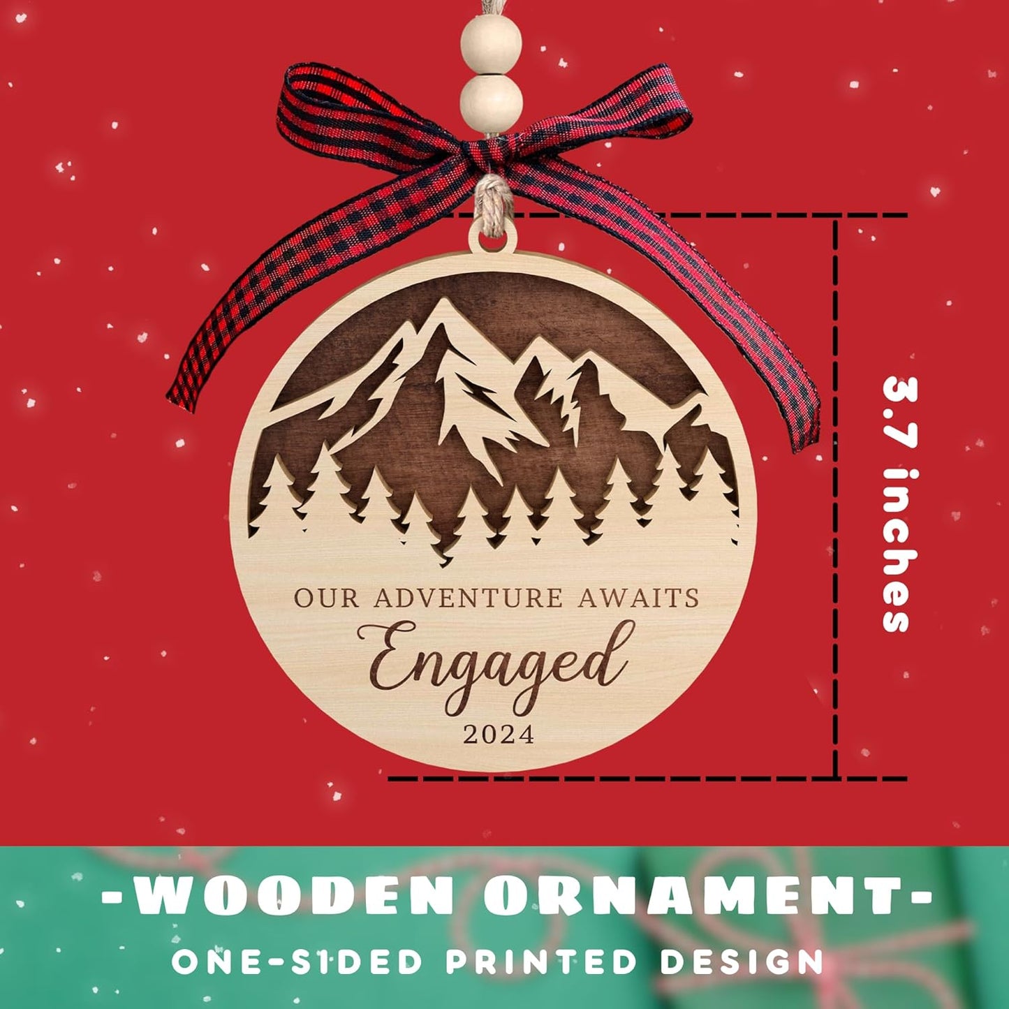 Engagement Gifts for Couples - Gifts for Newly Engaged Couples - Happy Engagement Gift for Women, Bride, Friends - Engaged Ornament 2024 - Wood Ornament