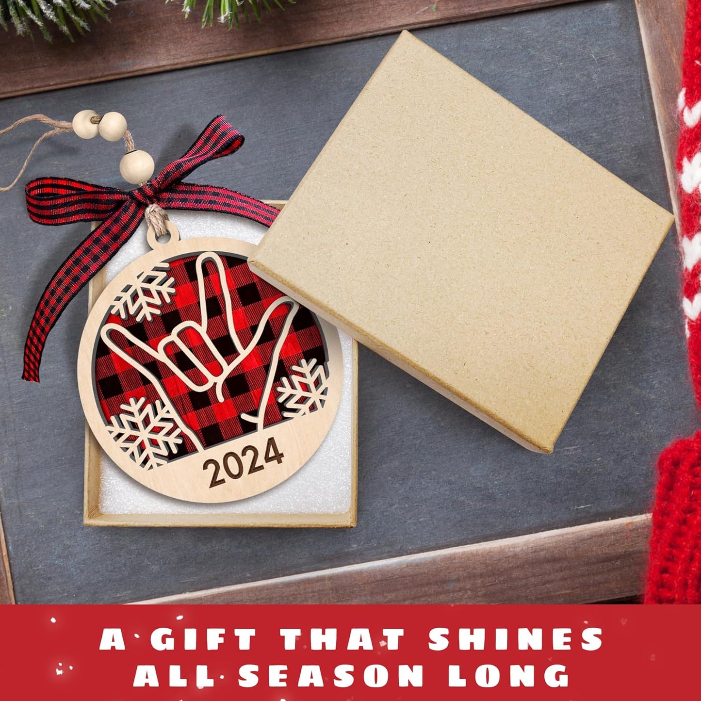 ASL I Love You Ornament - ASL I Love You Christrmas Ornament 2024, Sign Language I Love You Ornament, Sign Language Christmas Ornament - I Love You Hand Sign Ornaments - Wood Ornament