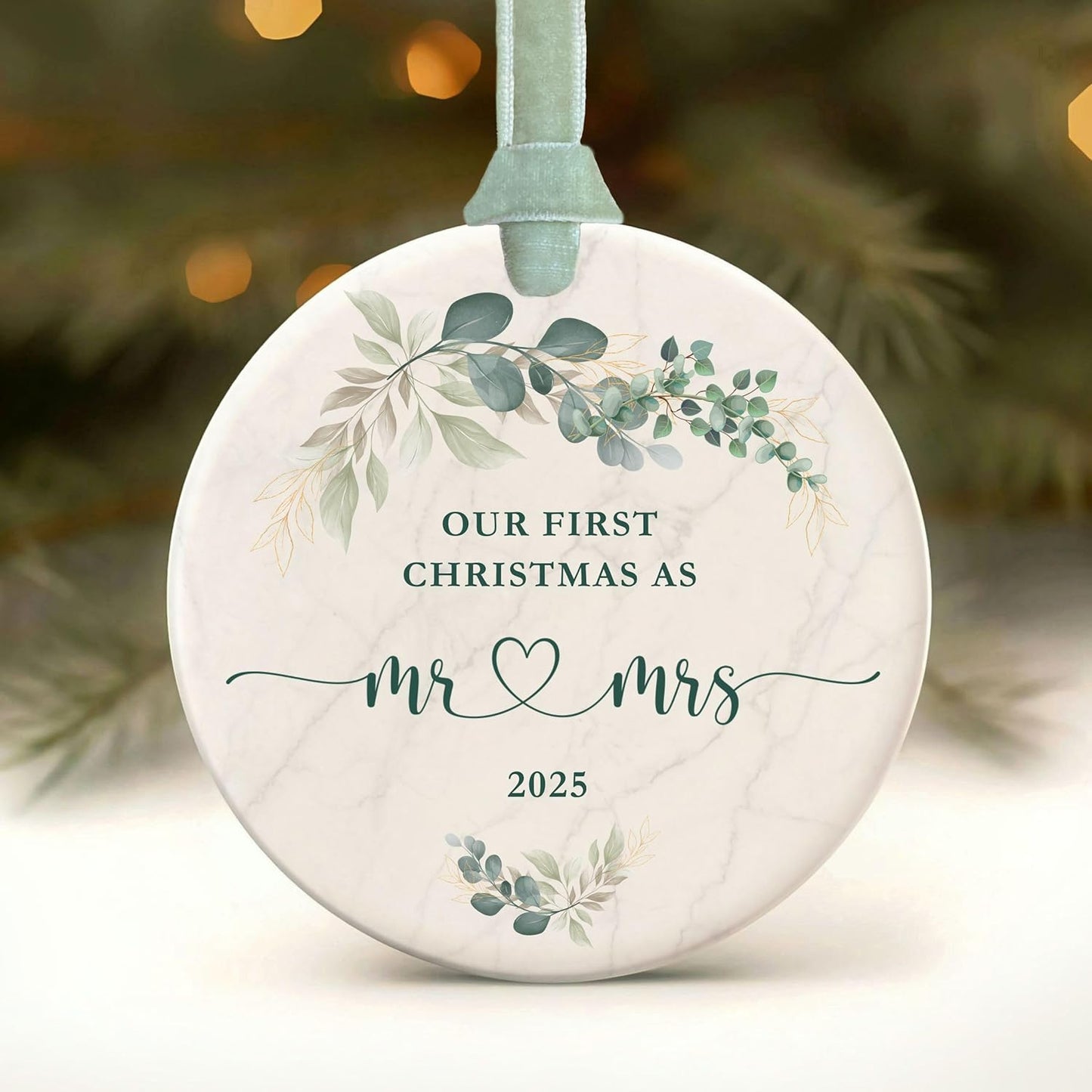 2025 First Christmas Married Ornament, Wedding Gifts for Couples, Wedding Bridal Shower Gifts for Bride to Be, Just Married 1st Xmas Newlywed - First Christmas as Mr and Mrs Ornament