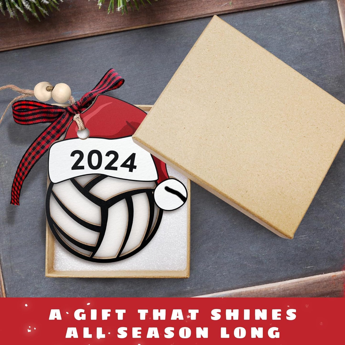 Volleyball Gifts - Volleyball Gifts for Teen Girls, Gifts for Volleyball Players, Senior Volleyball Gifts - Volleyball Tree Ornament, Volleyball Christmas Tree Ornament - Wood Volleyball Ornament