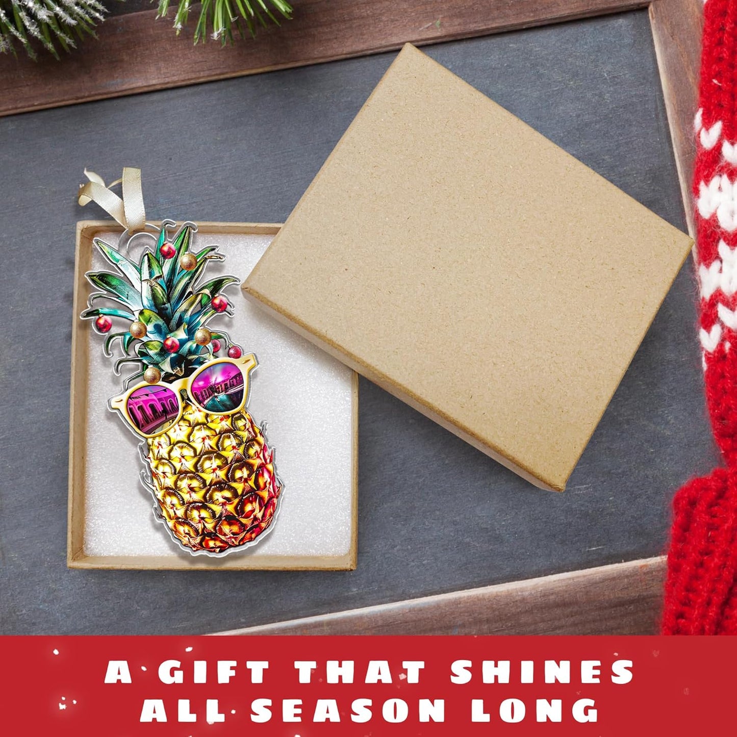 Acrylic Pineapple Ornament - Funny Christmas Tree Decor, Pineapple Gifts for Lovers - 2024