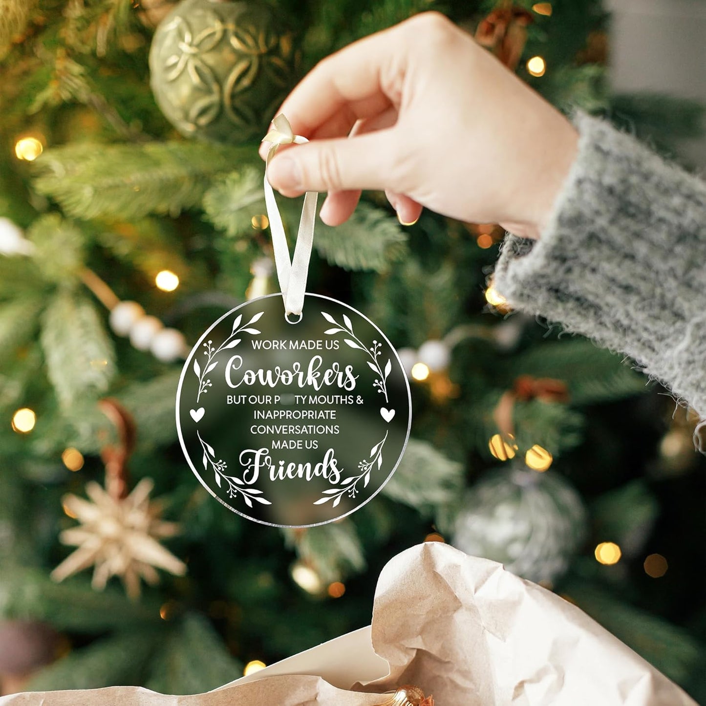 Coworker Ornaments - Christmas Ornaments for Women Coworkers - Gifts for Friends Female Coworker - Acrylic Ornament