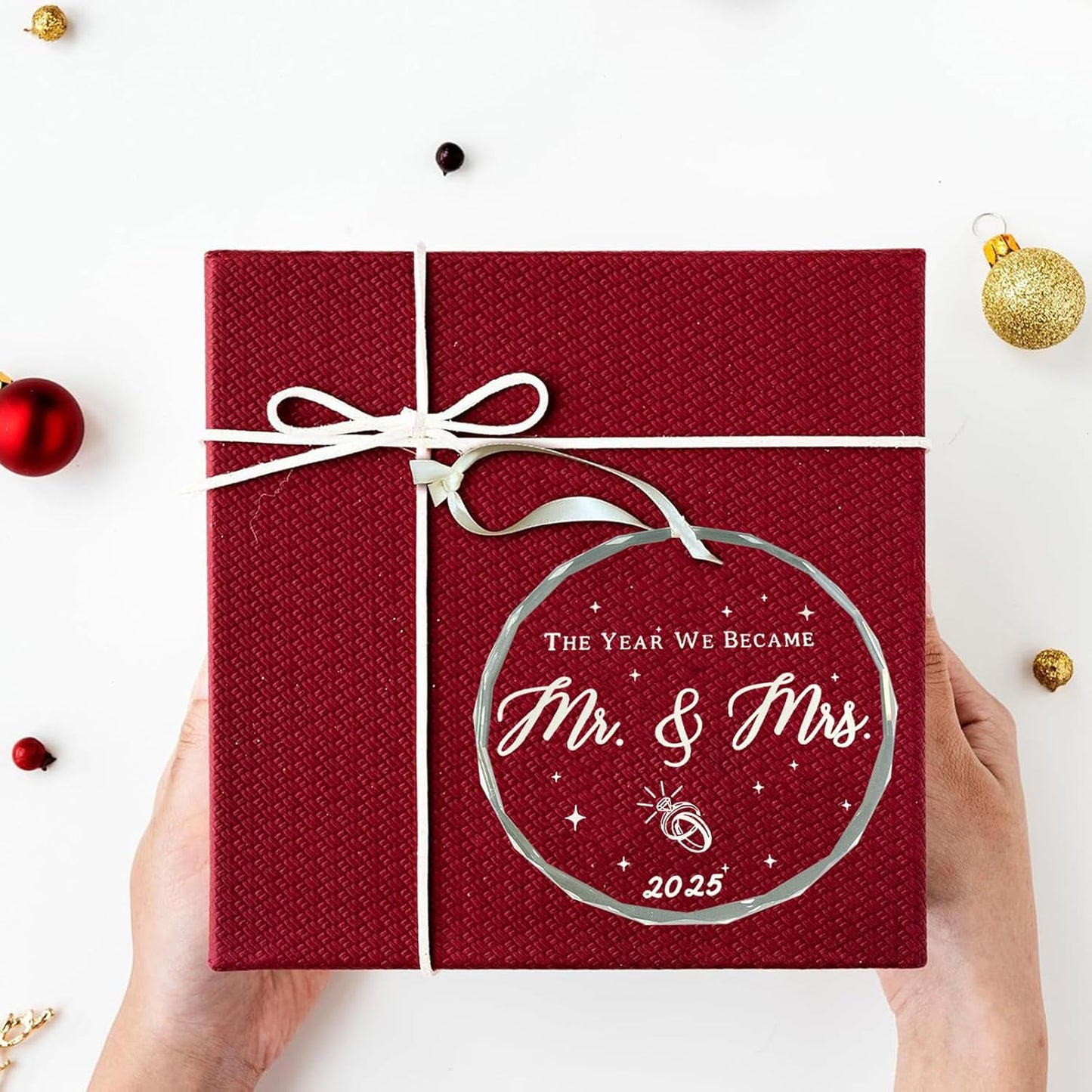 Wedding Gift for Couples 2025 - Mr and Mrs - Bridal Shower Gift for Bride - First Christmas Married Ornament (The Year We Became)