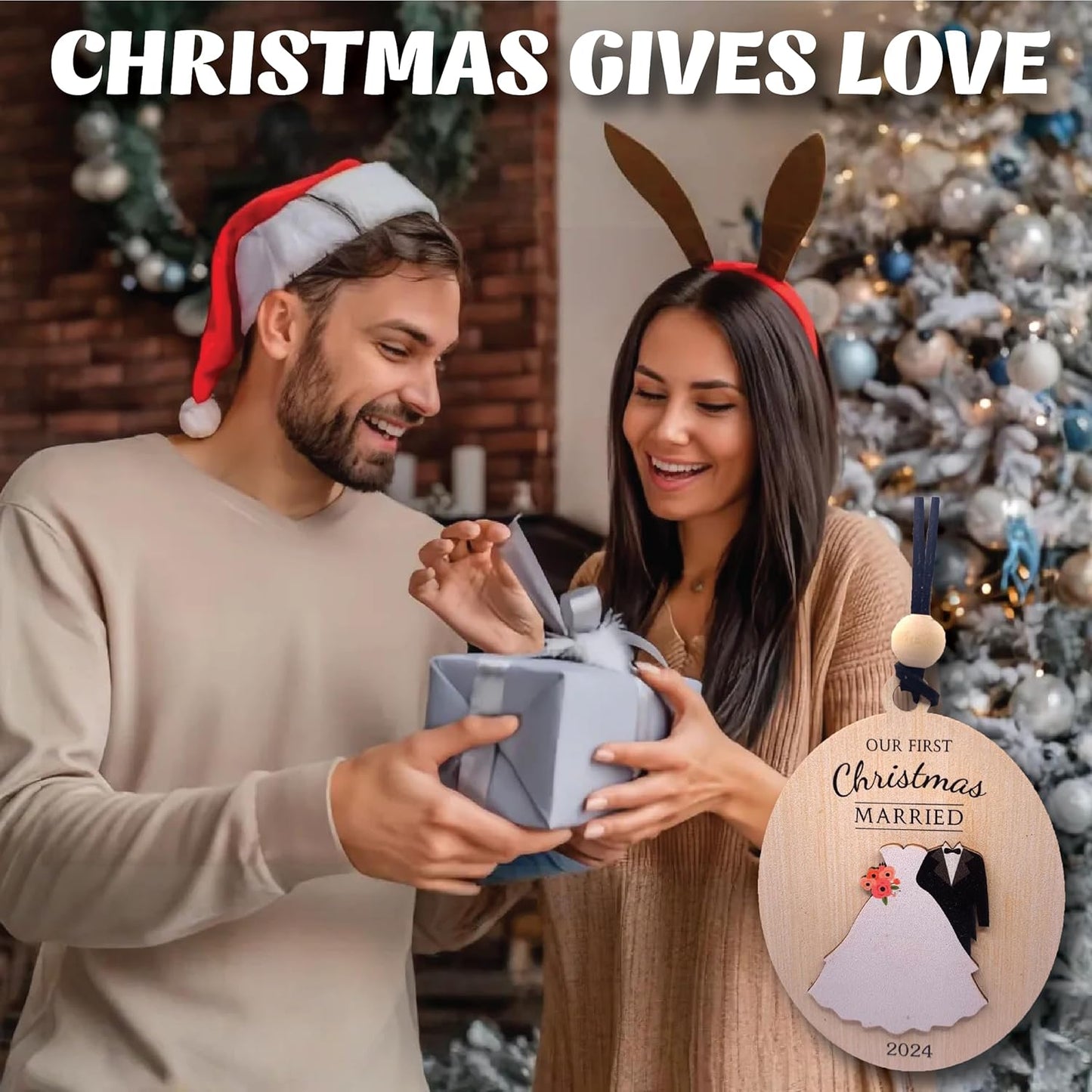 First Christmas Married Ornament 2024: Celebrate Your First Year Together, New Home Ornament 2024, Engagement and Wedding Gifts for Couples.