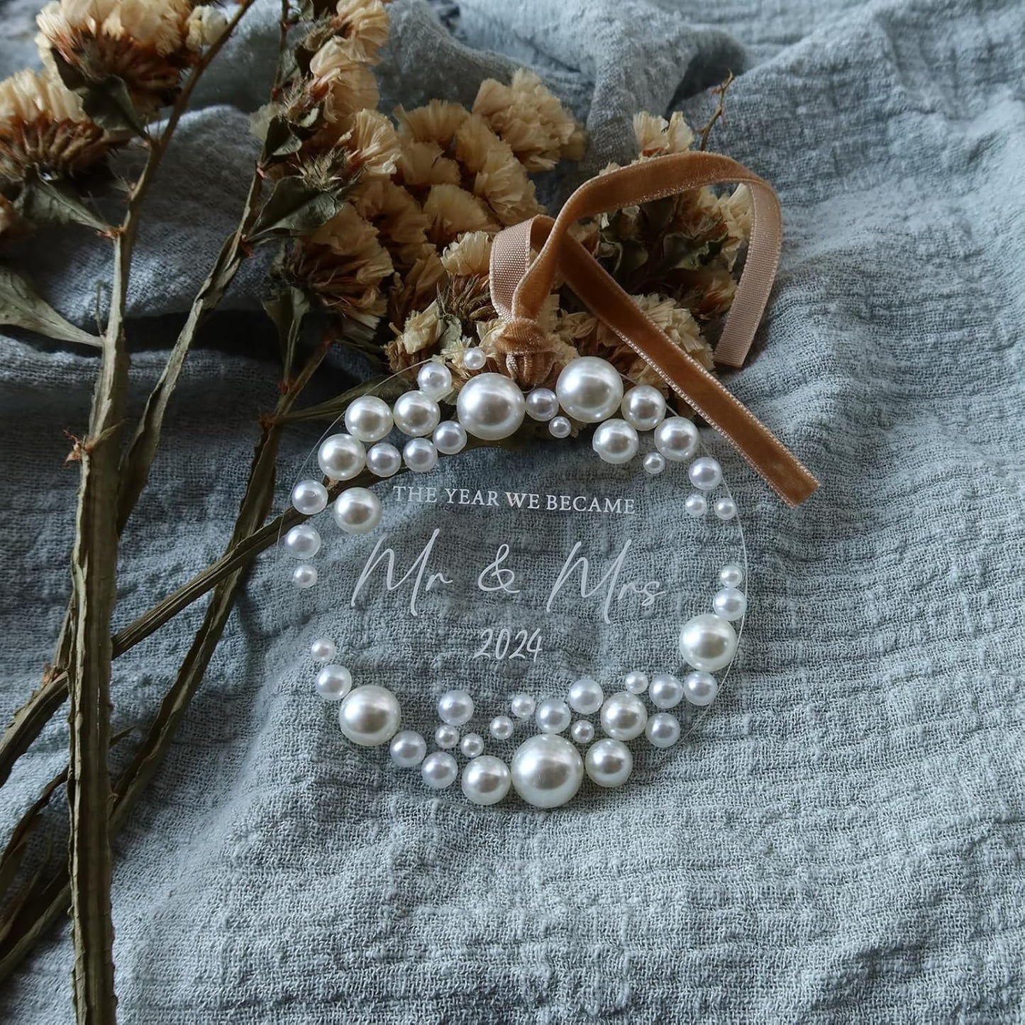 Wedding Gifts, Mr and Mrs Bridal Shower Gifts Couple, Bride, Wife, Her- First Married Christmas Ornament