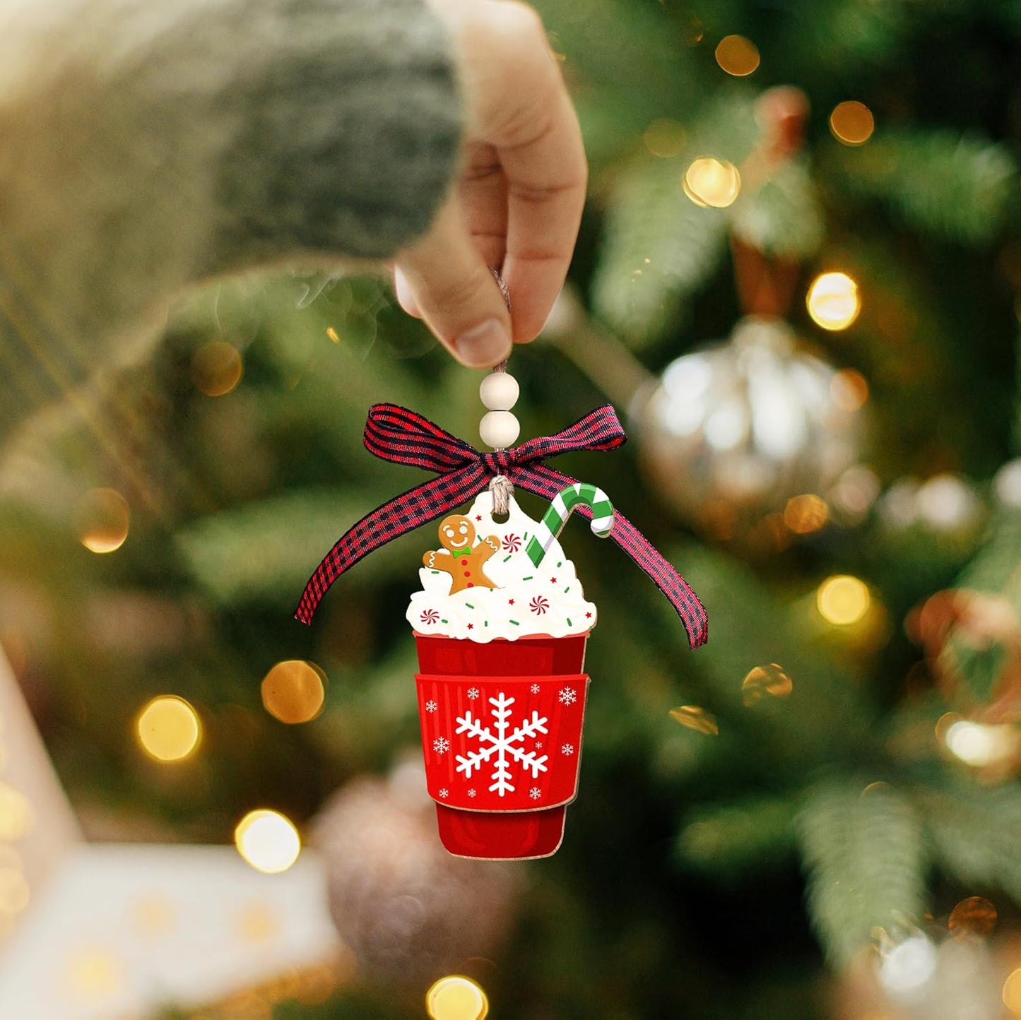 Coffee Lover Christmas Ornament, Coffee Cup Ornament - Wood Ornaments