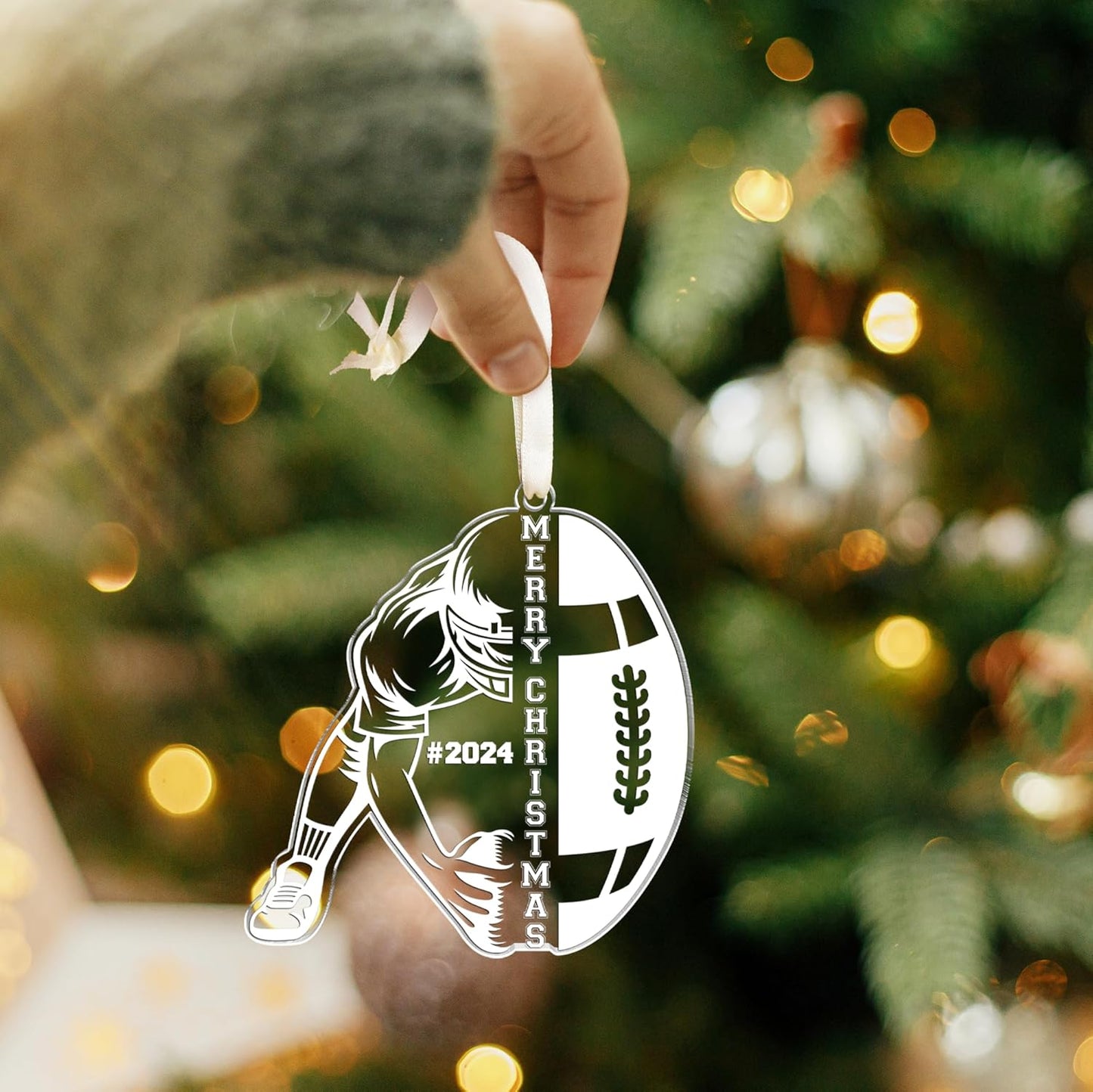 Senior Football Christmas Ornament - Team Gifts for Boys & Kids - Football Player Ornament
