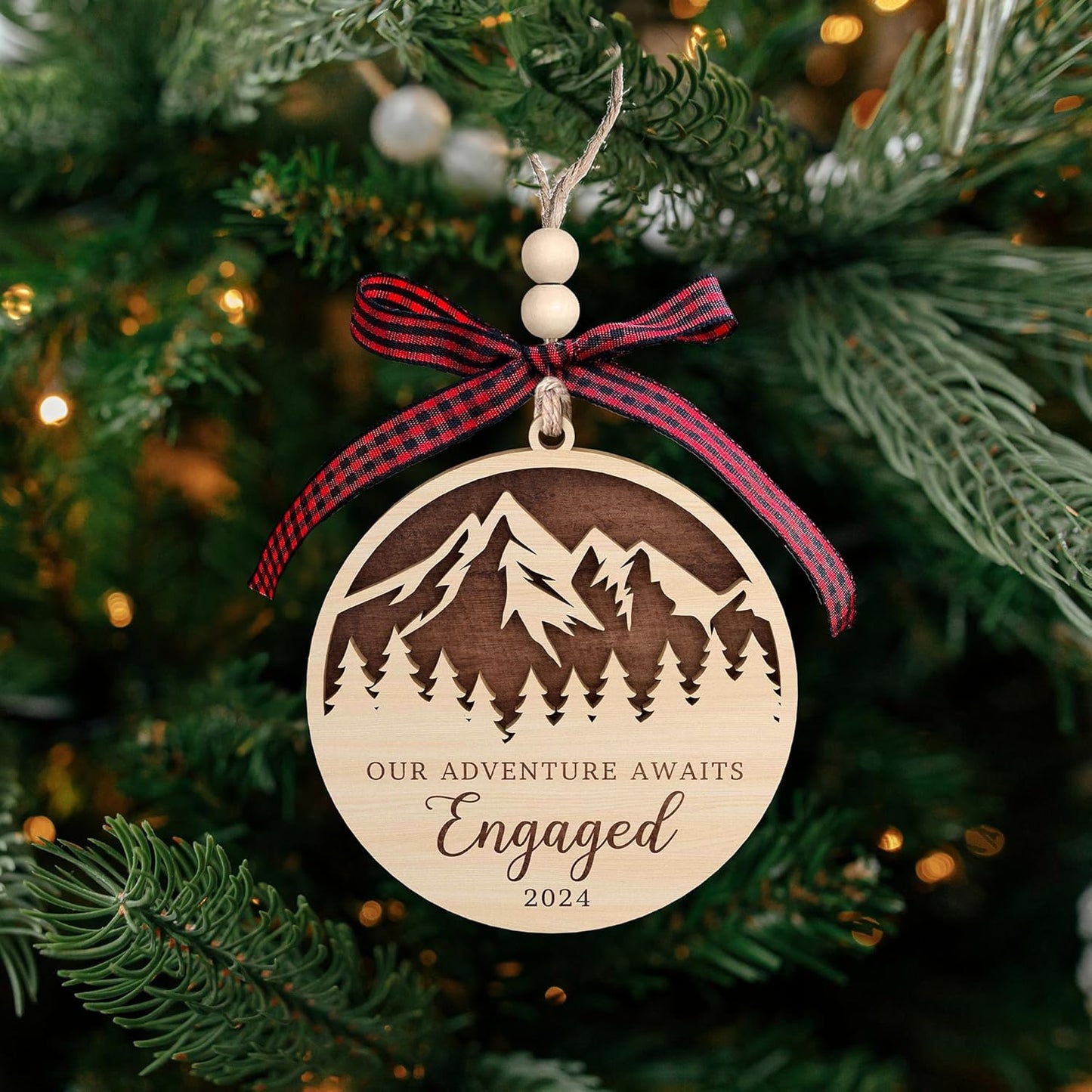 Engagement Gifts for Couples - Gifts for Newly Engaged Couples - Happy Engagement Gift for Women, Bride, Friends - Engaged Ornament 2024 - Wood Ornament