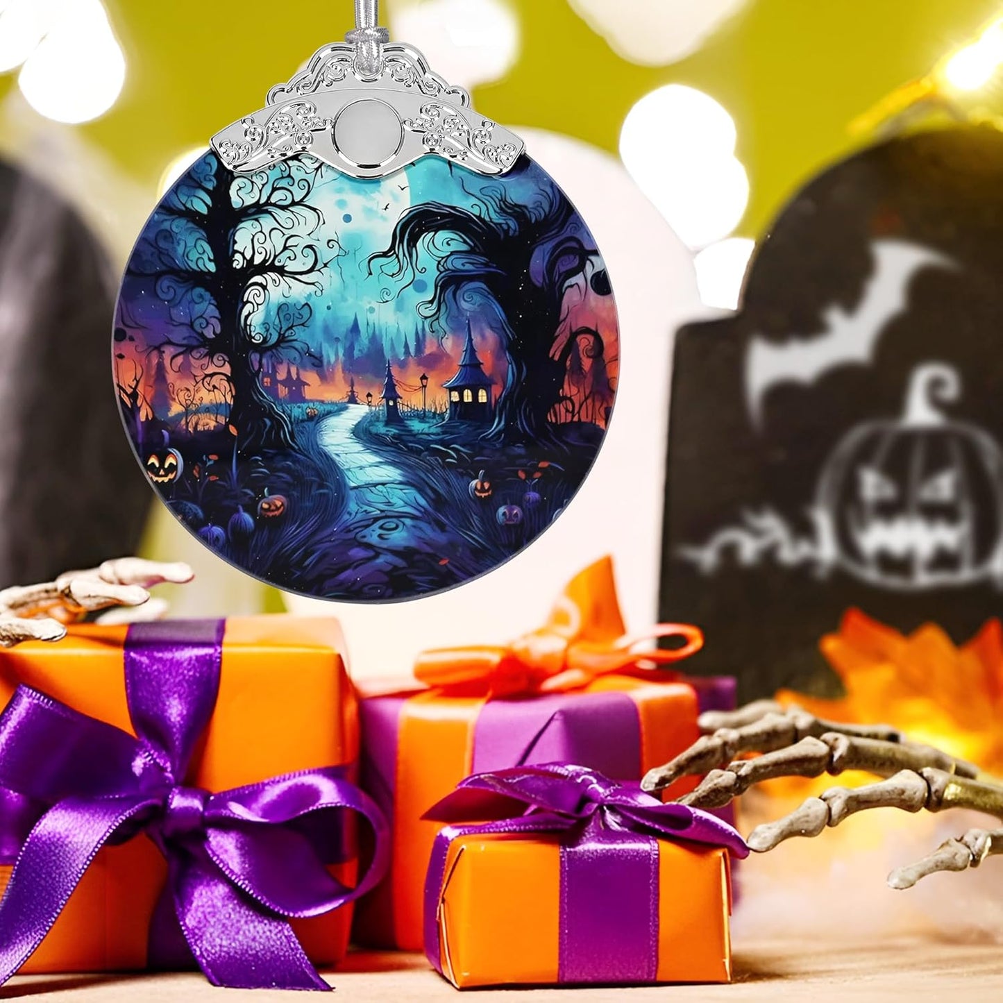 Christmas Ornament, Stained Glass Ornament, Christmas Decorations for Tree, Holiday Ornament, Unique Gift Idea - Cemetery