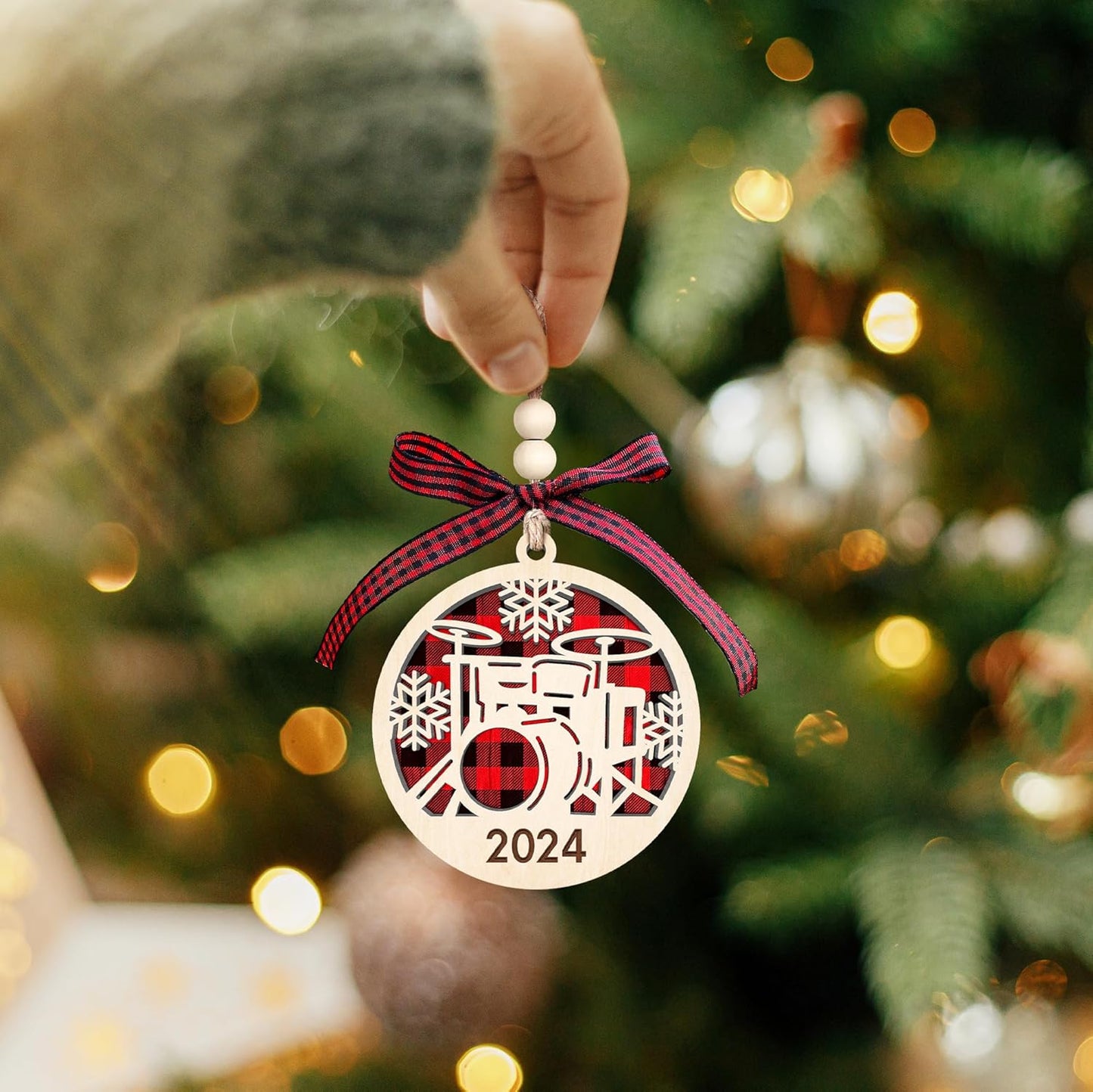 Drum Christmas Ornaments - Drummer Ornament - Drum Gifts, Drummer Gifts for Men - Wood Xmas Tree Ornament